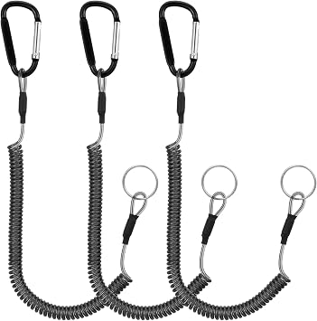 3PCS Retractable Safety Coiled Lanyard with Alloy Clip for Pliers Boating, Heavy Duty Fishing Lanyard with Coiled Tether for Pliers Boating Fishing Kayak