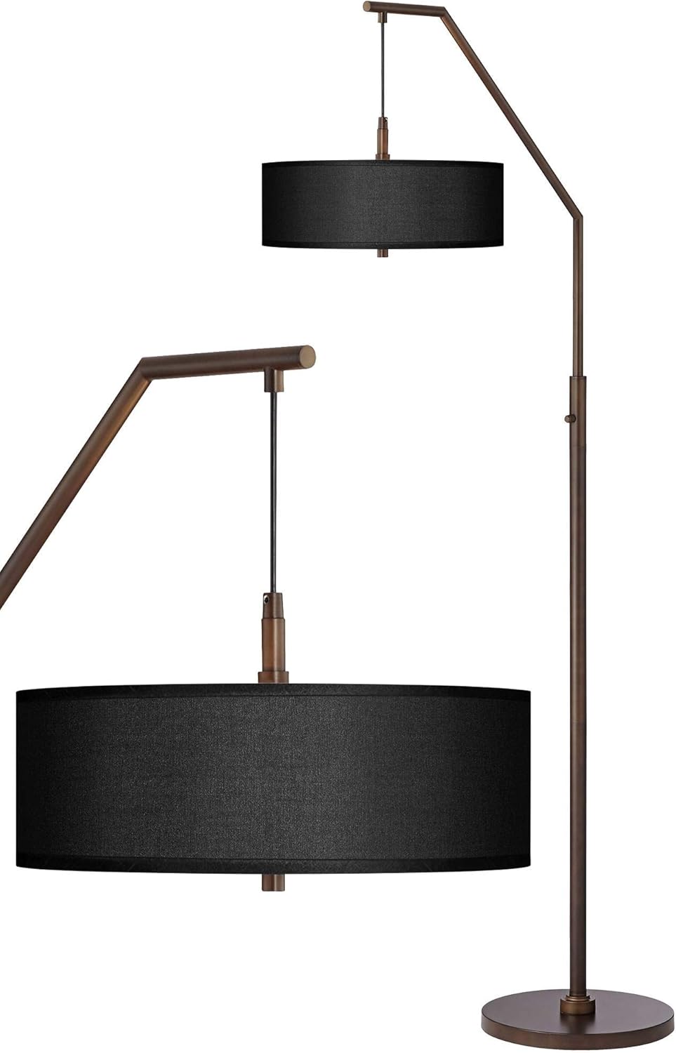 Possini Euro Design Modern Arc Floor Lamp Standing 71 1/2" Tall Oil Rubbed Bronze Metal Downbridge Black Faux Silk Drum Shade with Diffuser for Living Room Reading Bedroom Office House Home Decor
