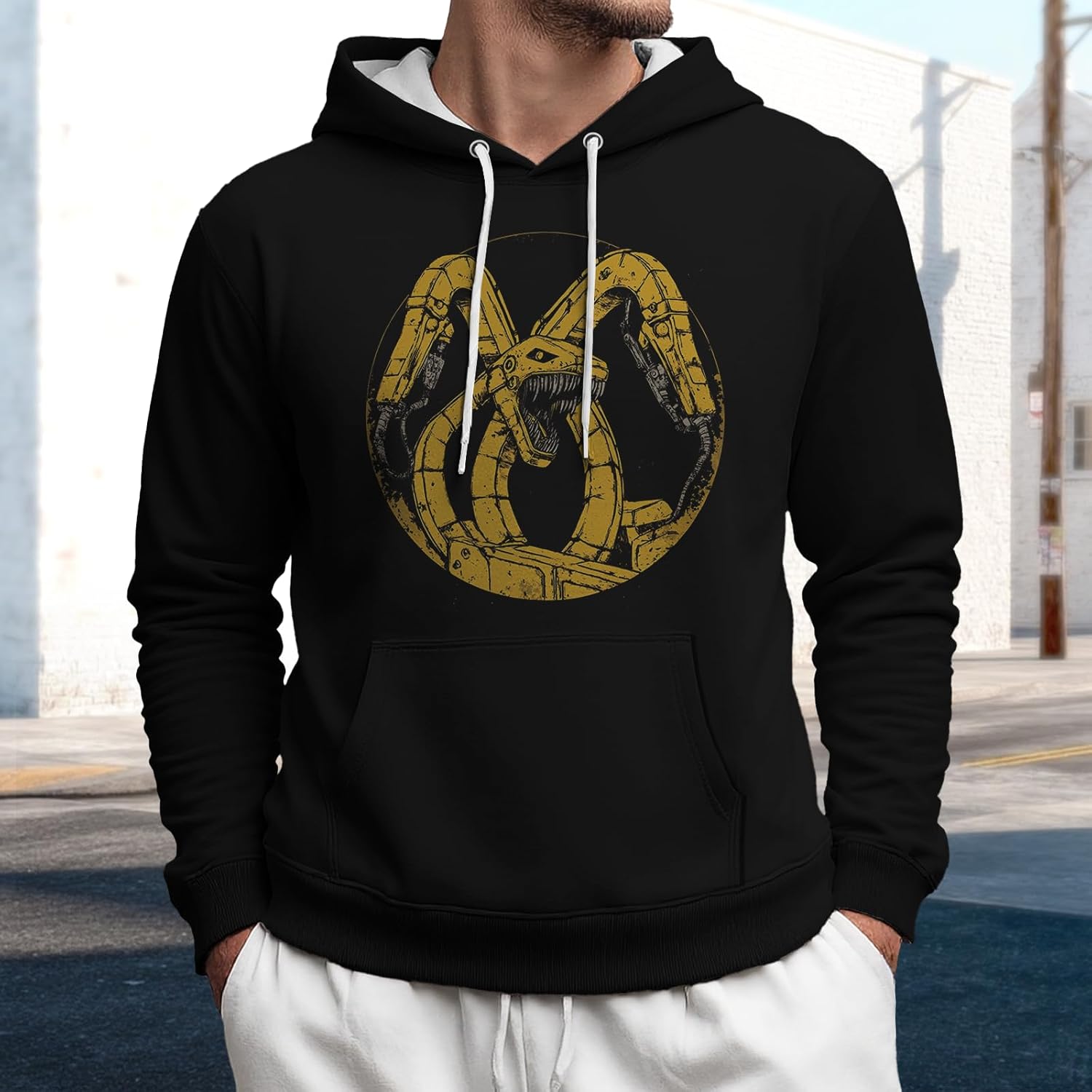 Graphic Hoodies for Men Drawstring Hooded Sweatshirts Long Sleeve Casual Athletic Pullover Trendy Outfit - Image 2