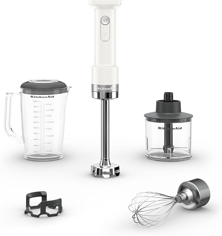 Go Cordless Hand Blender w/Accessories, battery sold separately | Cordless, Includes Whisk-Blending Pitcher-chopper attachments, Battery Sold Separately, Porcelain White, Model KHBRV05PL