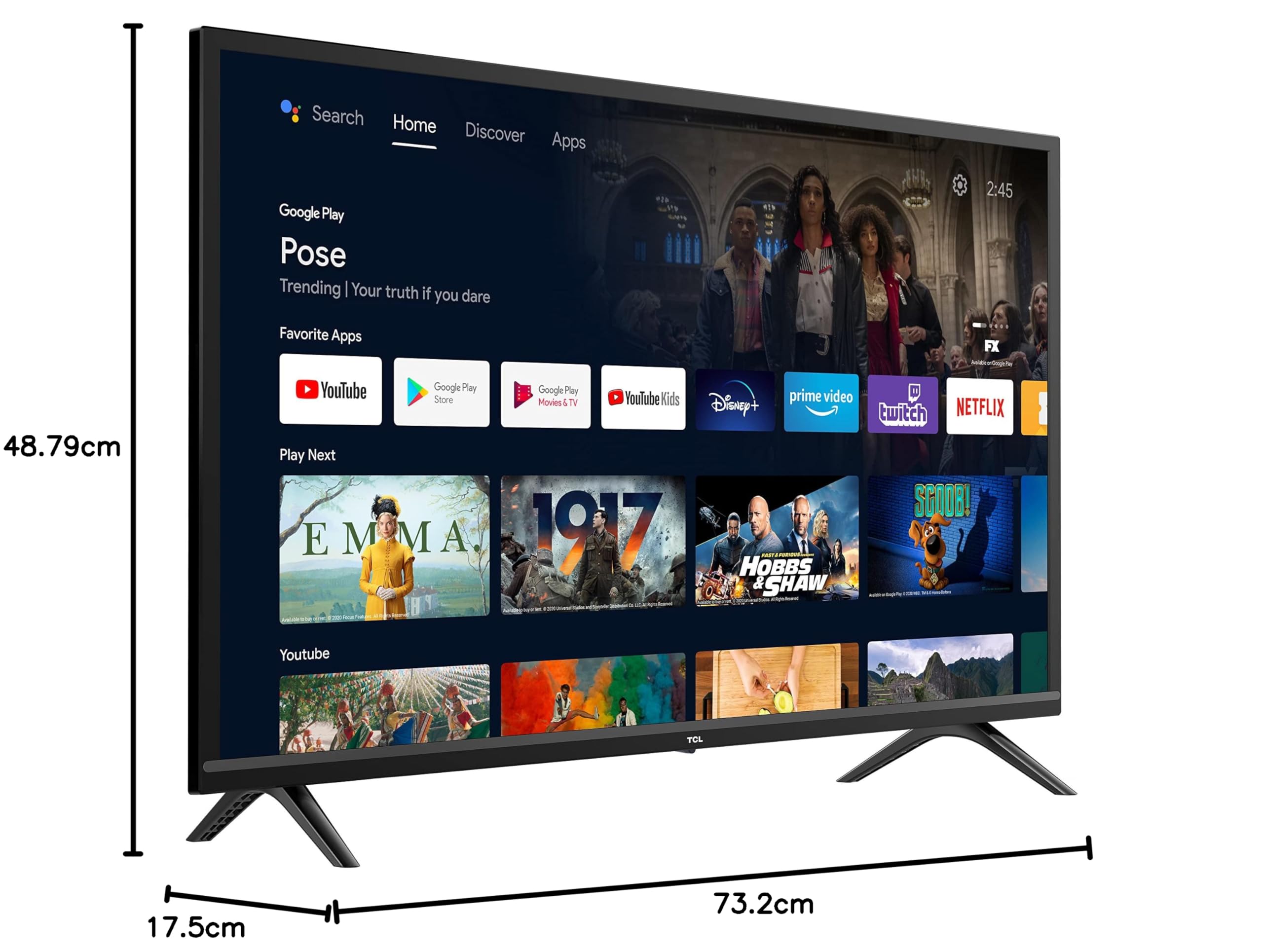 TCL 32S5209 LED TV 80 cm (32 Inches) Smart TV (HD, Android TV, HDR