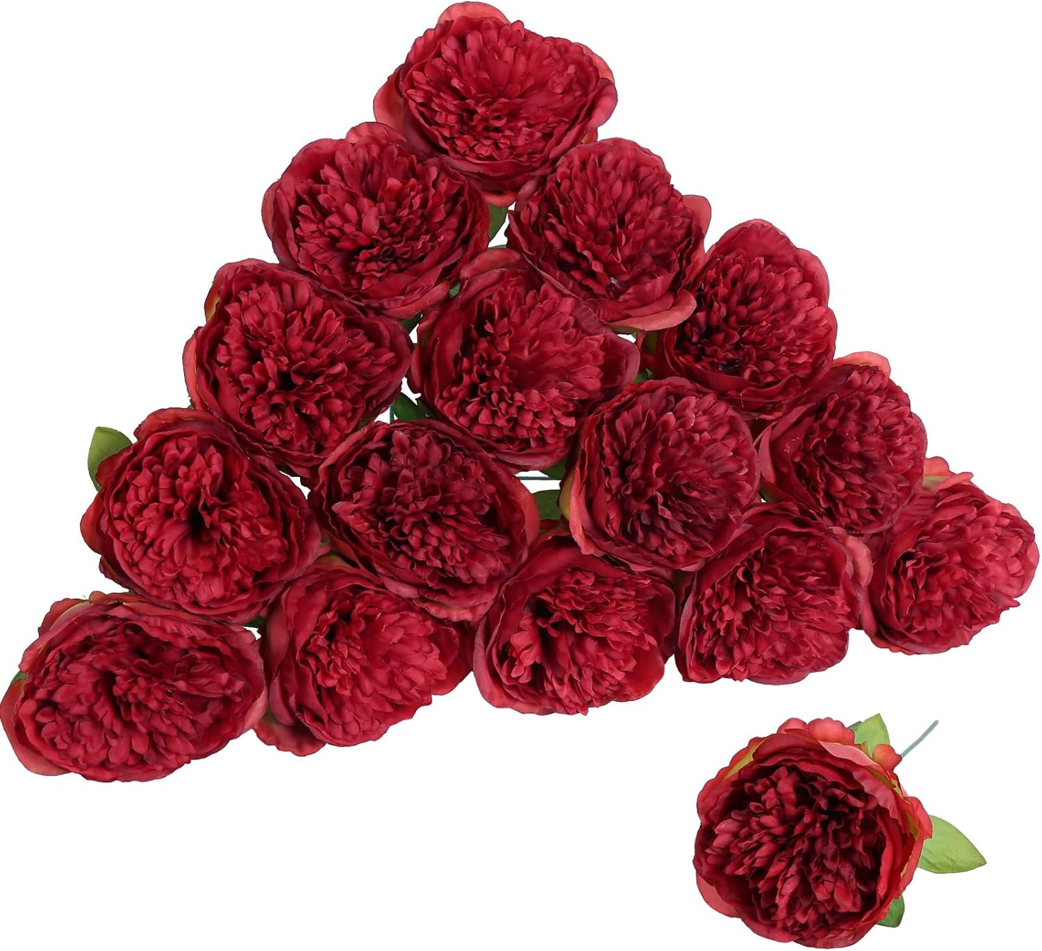 Red Peonies Artificial Flowers Bulk 16pcs Peony Silk Flowers Fake Peonies Faux Peony Flowers Heads with Stems Floral Arrangement Bouquet for Home Wedding Party Festival Decor (Red)