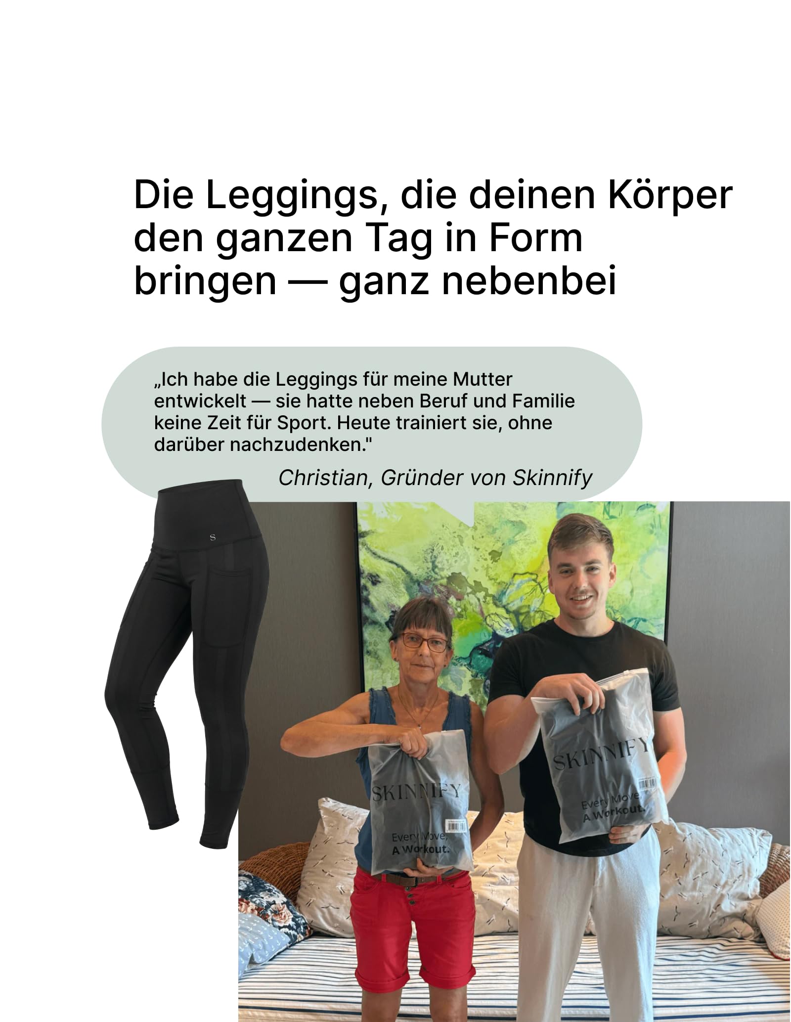 Skinnify Resistance Bands Sport Leggings für Damen | Integrierte Resistance Bänder | High Waist | Schwarz (DE/NL/SE/PL, Alphanumerisch, S, Regular, Regular, 4 Integrierte Resistance Bänder)
