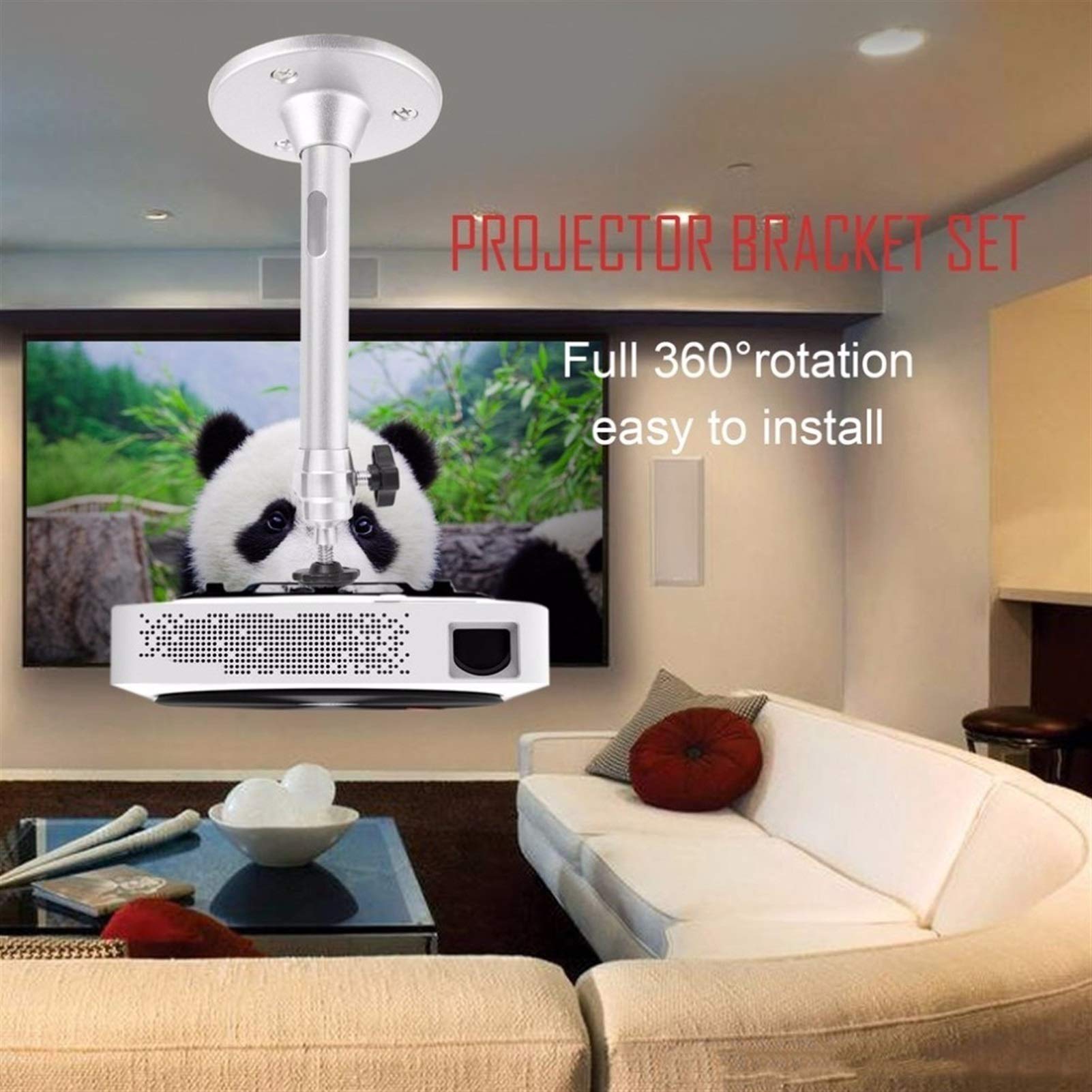 Stand del Proiettore, Supporto Regolabile Universal Mini proiettore supporto con lega di alluminio in lega di alluminio a 360 gradi per il soffitto a parete a parete in metallo supporto supporto con s