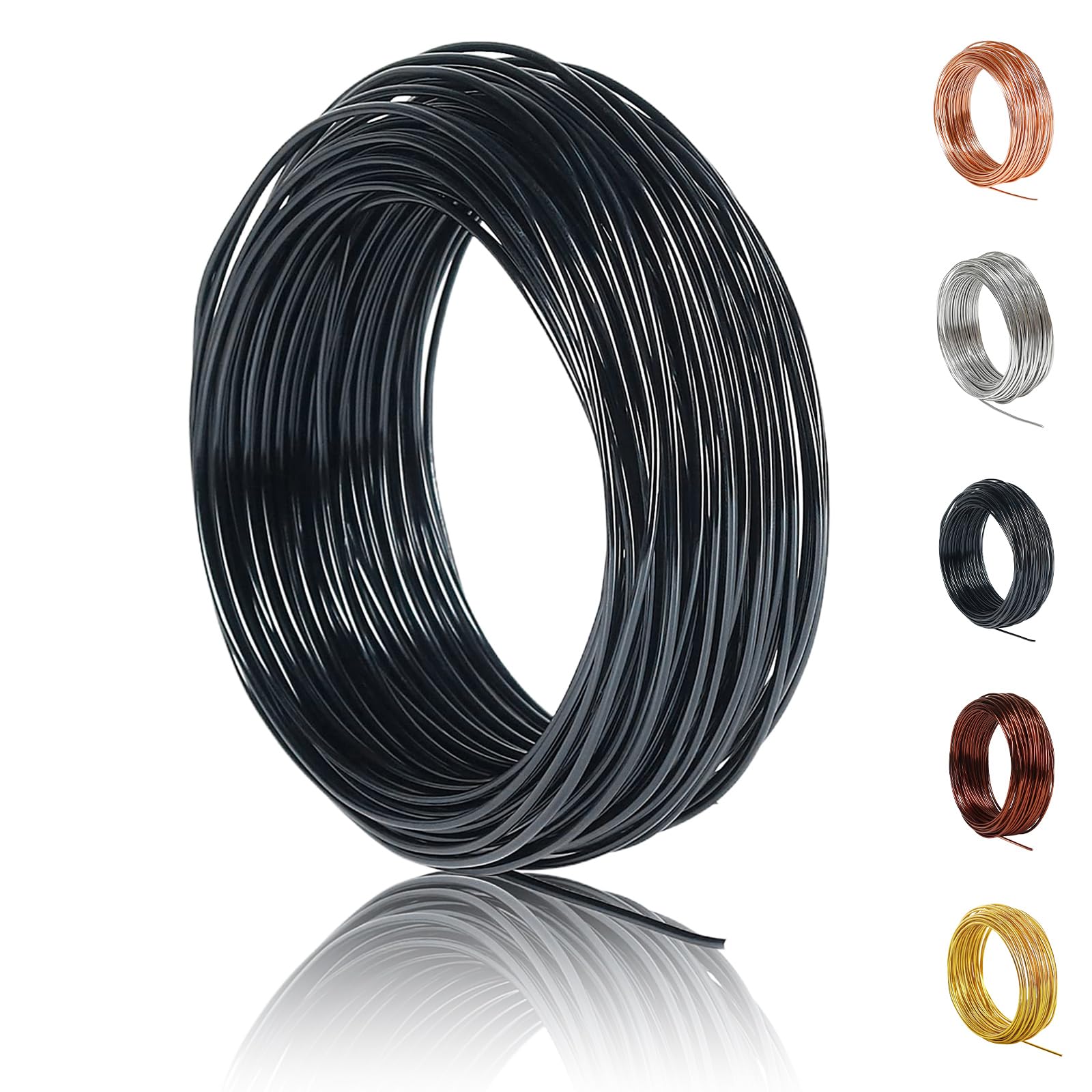 POPOYU Filo di alluminio da 50 m, 1 mm, filo per fai da te, sottile, scultura, filo di alluminio, per lavori di bricolage, sculture fai da te, colore nero
