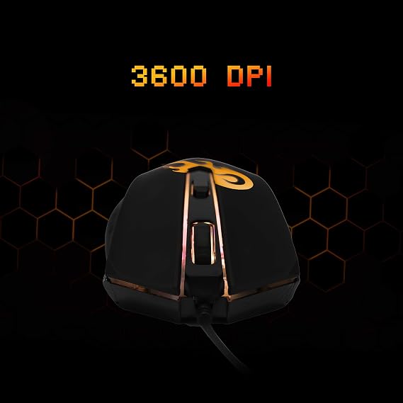 ZEBRONICS Zeb-Clash - Premium USB Gaming Mouse with 6 Buttons, High Resolution Gaming Sensor 3600 DPI, Mulitcolor LED