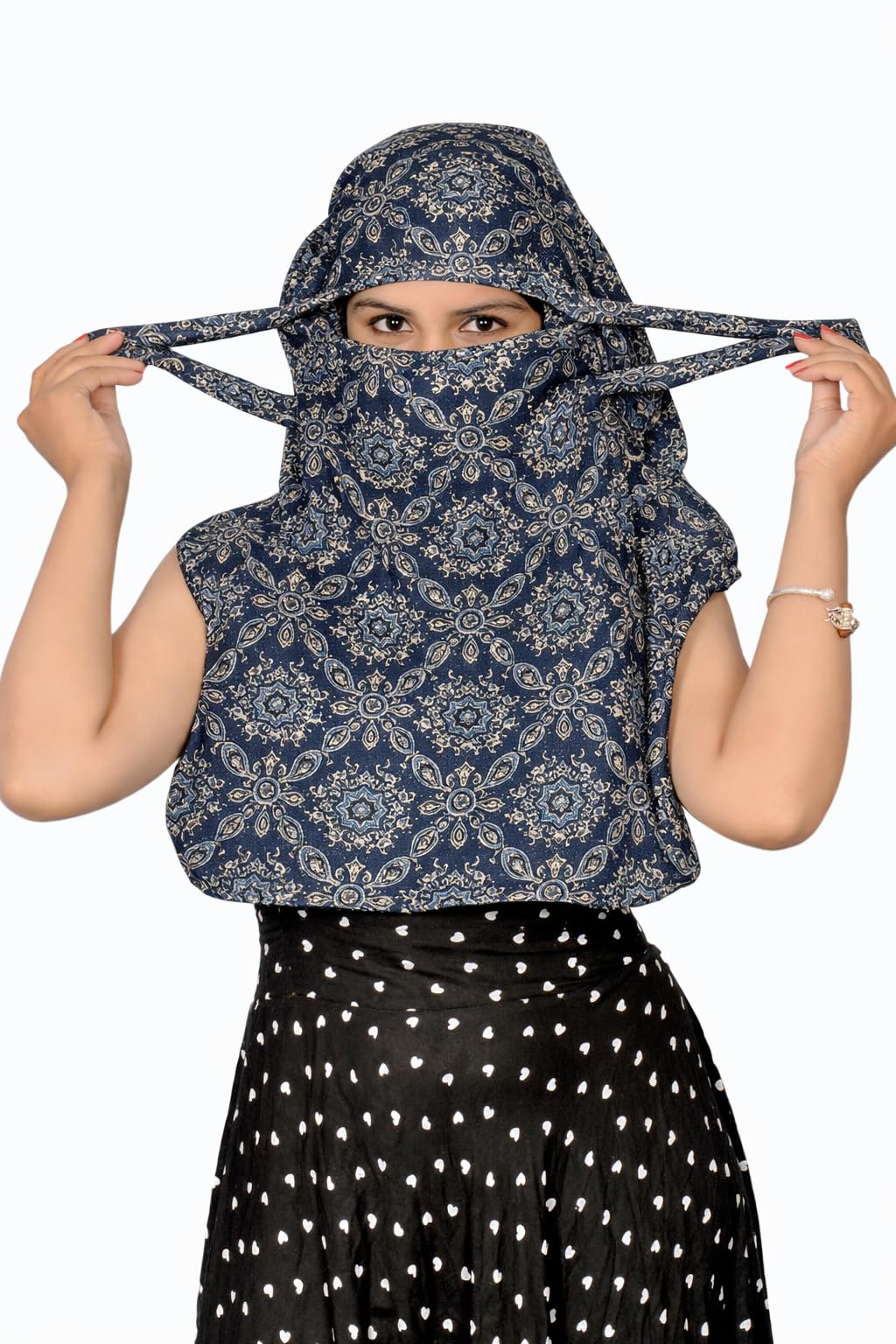 Scarf For Women Cotton Printed Mask Face Cover Head Wrap Covering Bandana Double Layer Mask Sun UV Rays Protection Under Helmet Cover Bike Two Vehicle Scarf-image-49