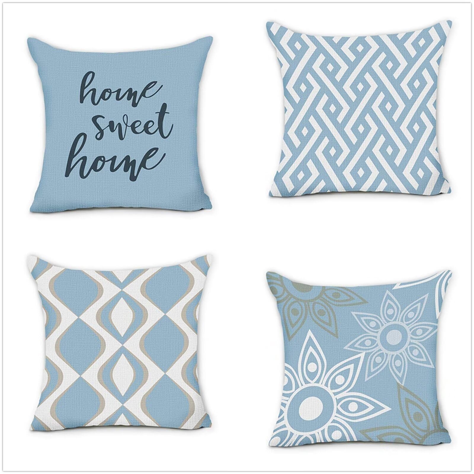 Federe per Cuscini Super Soft 50x50cm Set di 4 Quadrato Bifacciale Copricuscini Divano Decorativi blu semplice Decor Fodere per Divano Sedia Cuscini Camera da Letto Cuscini Arredo P1-304