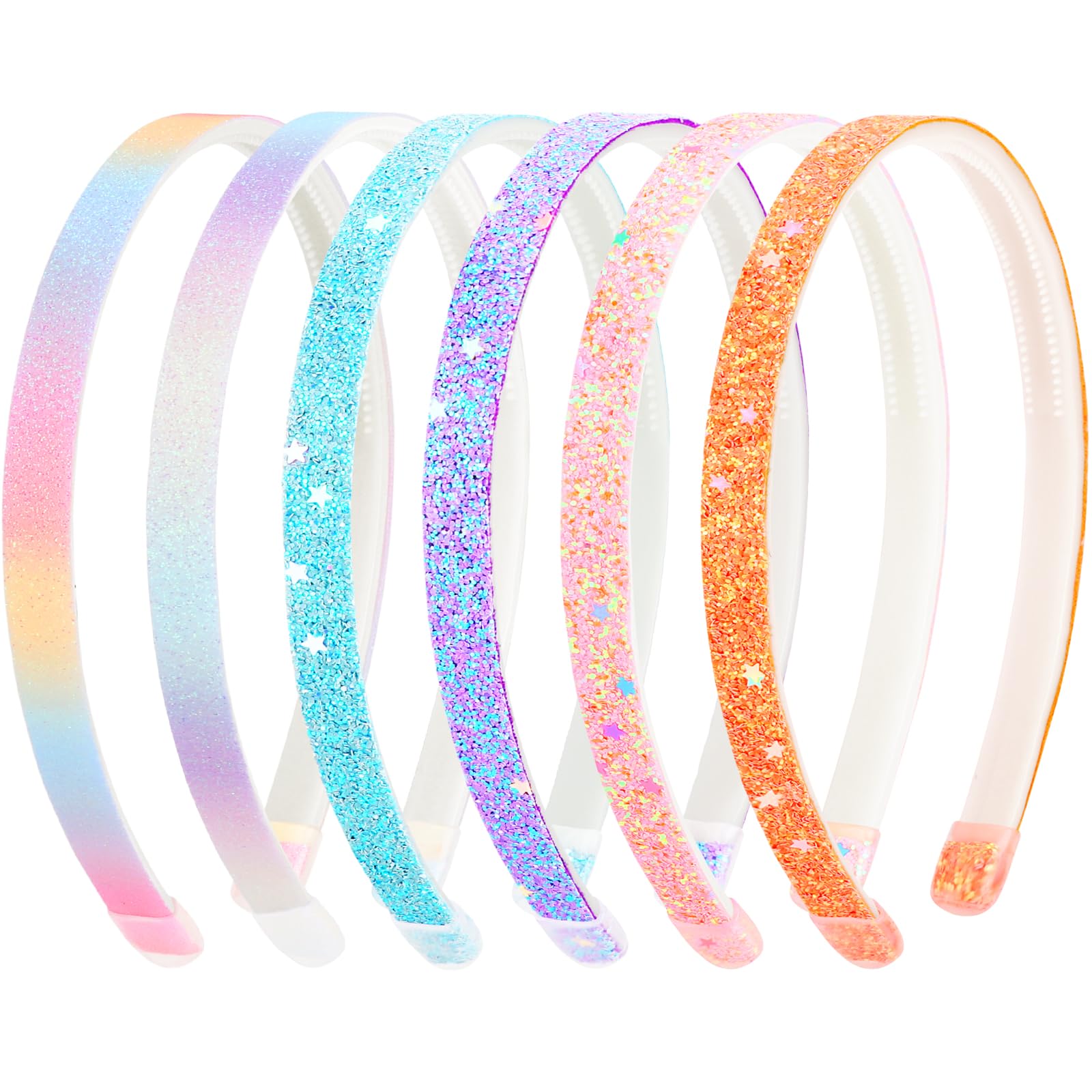 DRESHOW Girls Bow Headbands Glitter Kids Headband Heart Star Hairband for Toddlers Teens