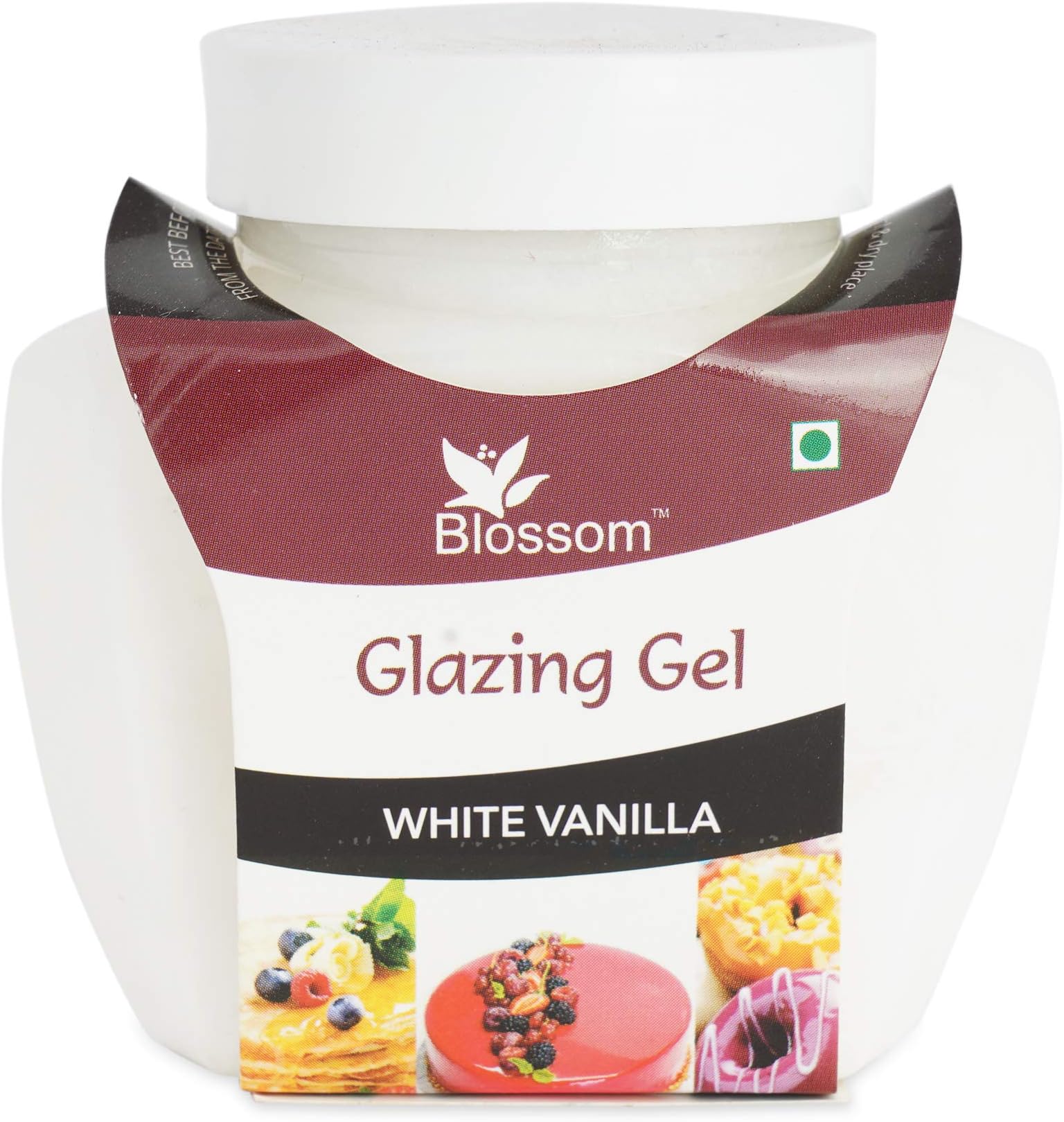BLOSSOM Edible Glazing Gel for Cake & Desserts Toppings Decoration- White Vanilla, 250 gm