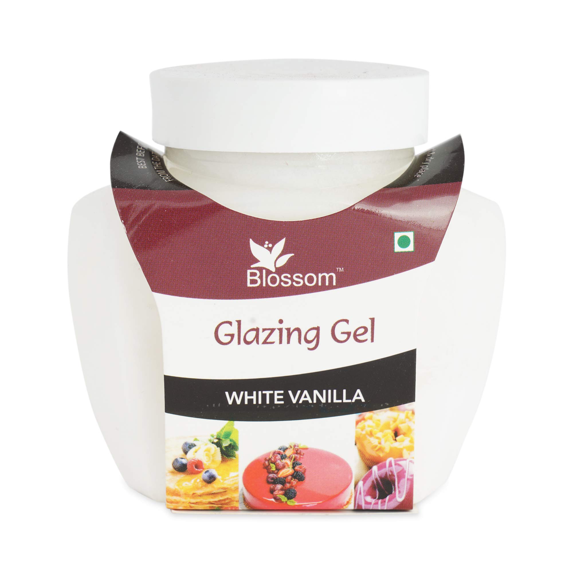 BLOSSOM Edible Glazing Gel for Cake & Desserts Toppings Decoration- White Vanilla, 250 gm