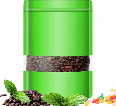 100 Pack Smell Mylar Proof Bags for Food Storage, Resealable Packaging Bags for Small Business, Stand Up Foil Pouches Reusable Heat Sealable Bags with Clear Window Green, 3.9x5.9 In