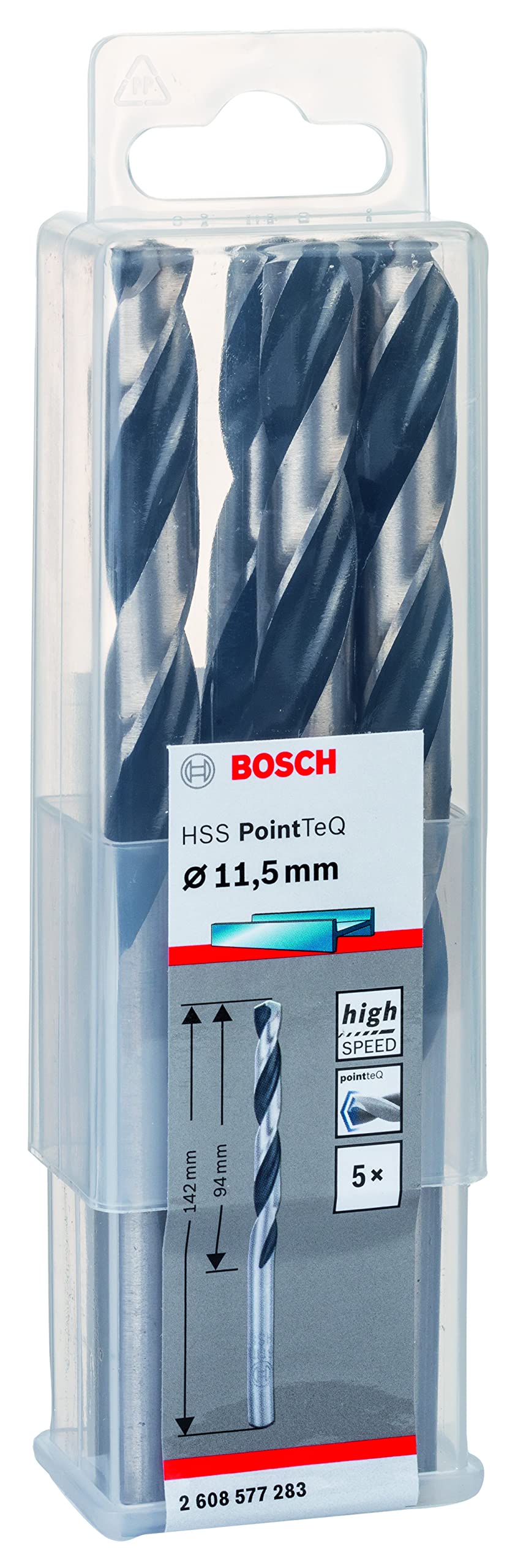Bosch Bosch Professional 5-piece PointTeQ HSS Twist Drill Bit (for Metal, 11.5 x 94 x 142 mm, Drill Driver Accessories)