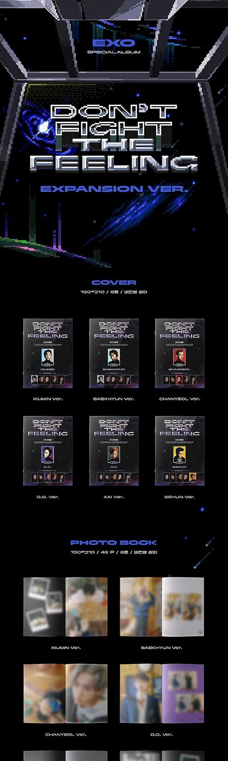 EXO Don't Fight The Feeling Special Album Expansion Version Random Cover CD+1p Poster+46p PhotoBook+2p Sticker+1p ID Card+1p PhotoCard+Message PhotoCard Set+Tracking Kpop Sealed