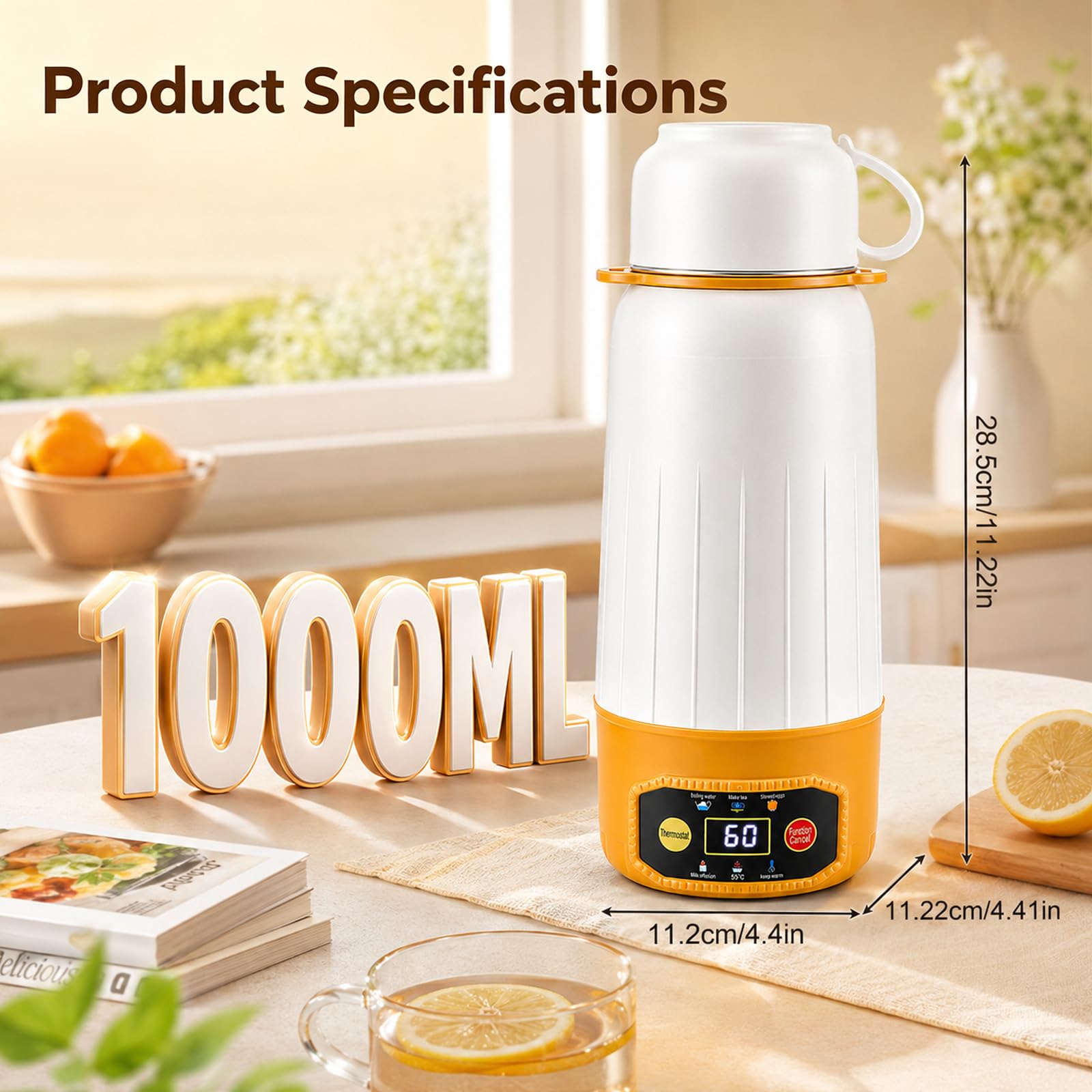 Piccolo bollitore elettrico da viaggio 1000ml, riscaldamento rapido 10 min