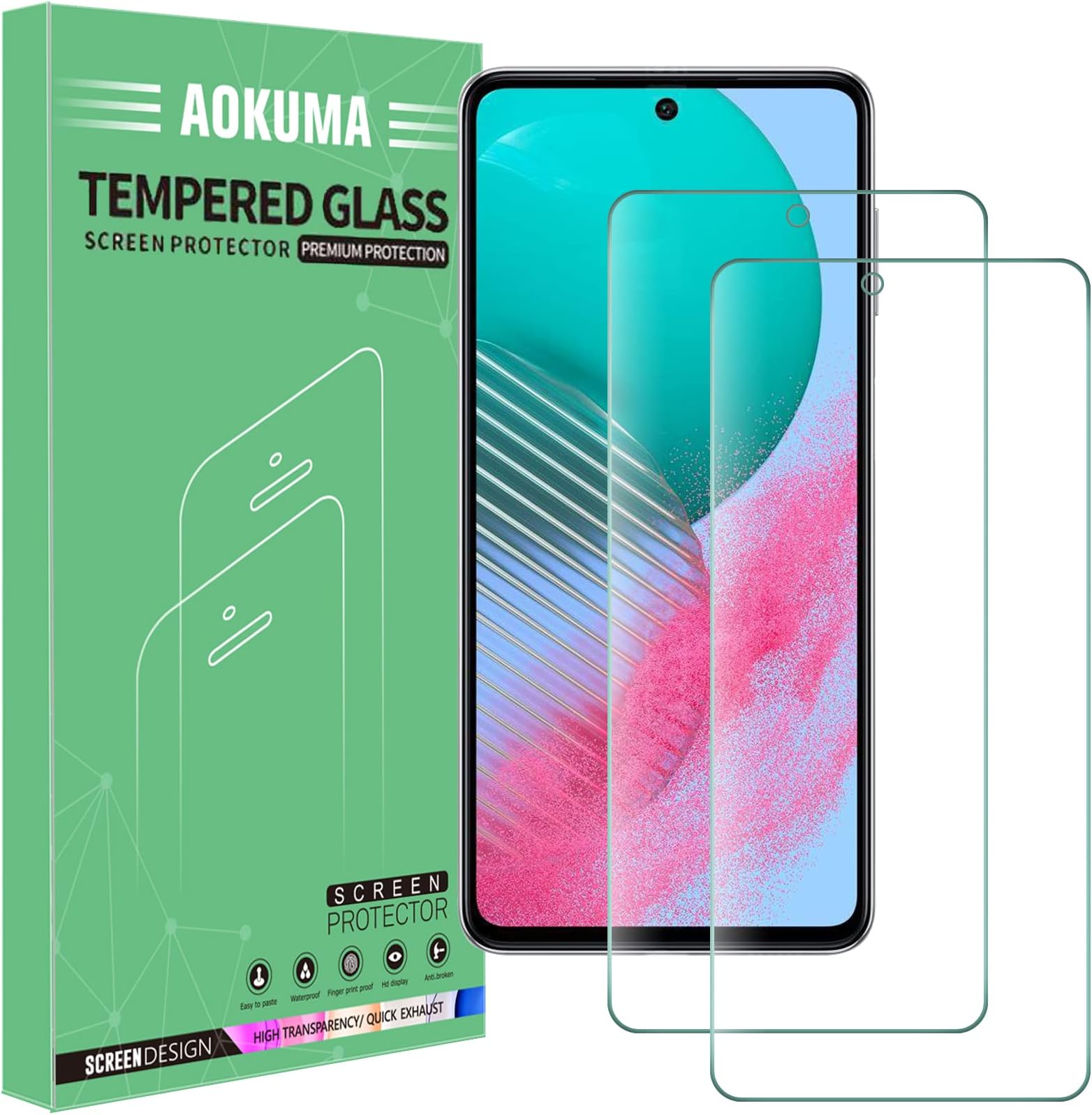 AOKUMA Tempered Glass for Oppo A79/A98 5G/A1/ Samsung Galaxy M54/A73 5G/Motorola Moto Edge 20/20 Pro Screen Protector, [2 Pack] Premium Quality Guard Film,Shockproof, Scratchproof