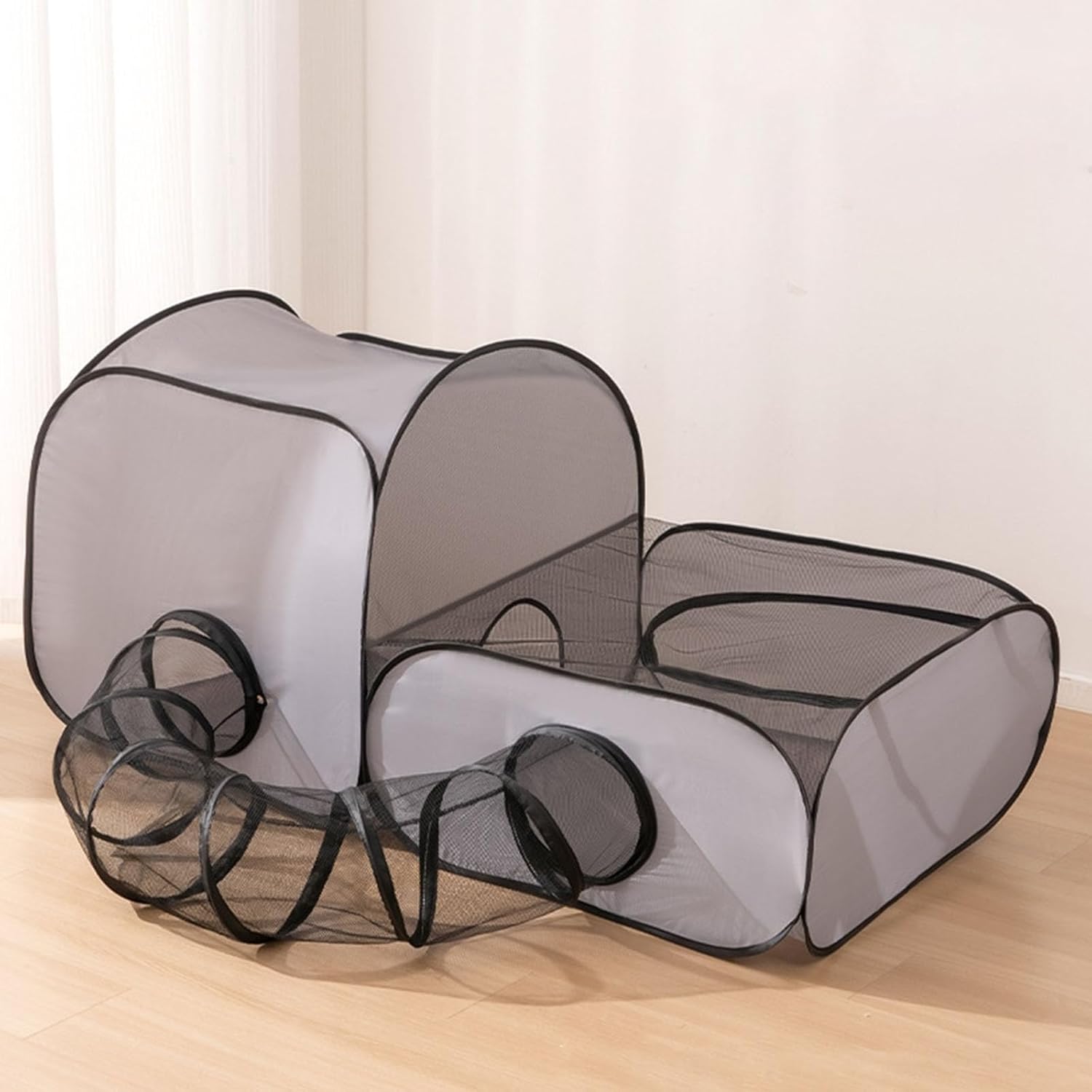 Sunproof Ventilated Cats Playpen Foldable Outdoor Enclosure Shelter with Scratch Fabric Camping Tunnel House Cats Tunnel House