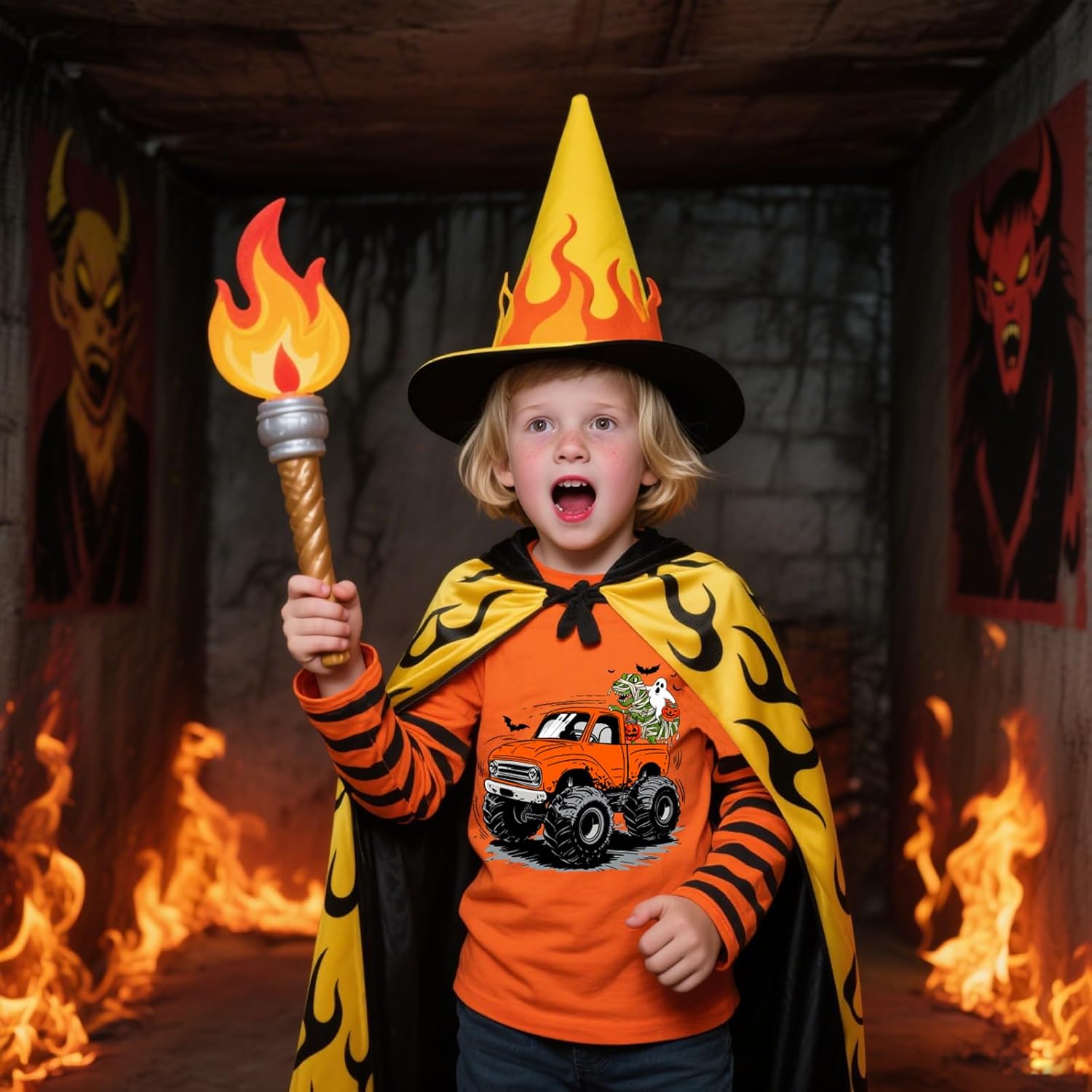 Halloween Shirts for Kids Pumpkin Boo Dinosaur Truck Boys Girls Tshirt Stripe Long Sleeve Tees Tops 2-7 Years - Image 4