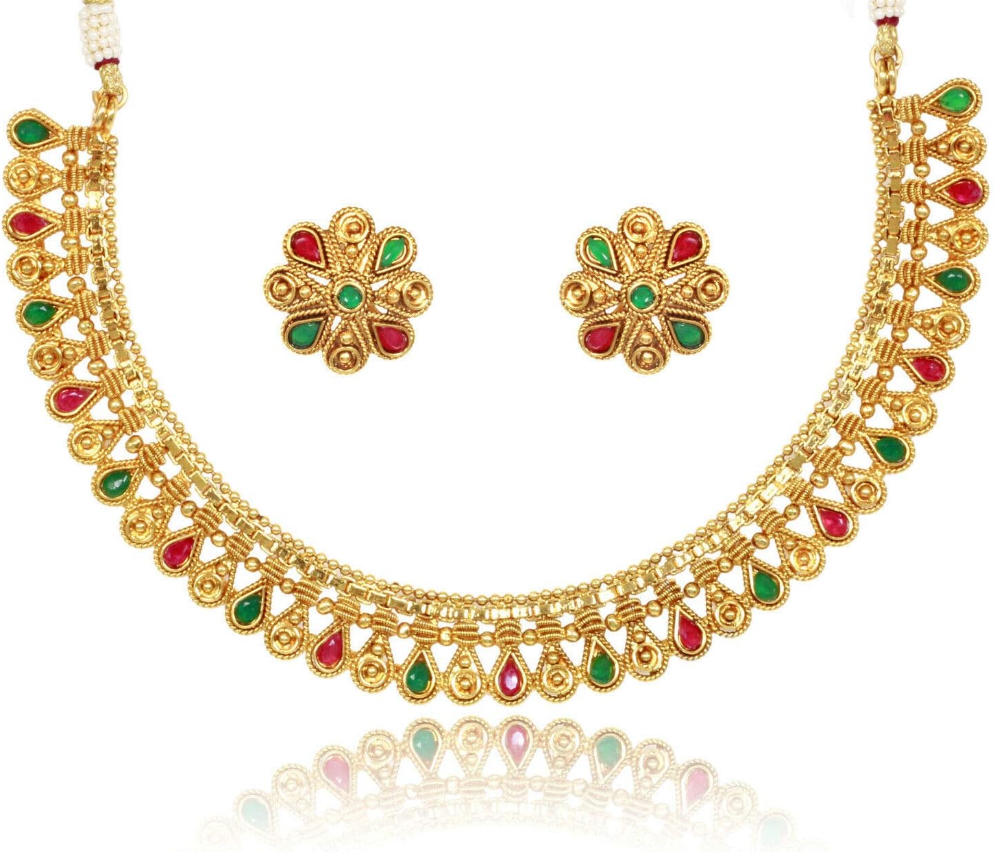 Sukh Collection Jewellery Indian Bollywood Traditional Crystal Kundan Choker Necklace Earrings Wedding Bridal Jewelry Set For Women Tradiitional Exclusive Fashioin Jewellery