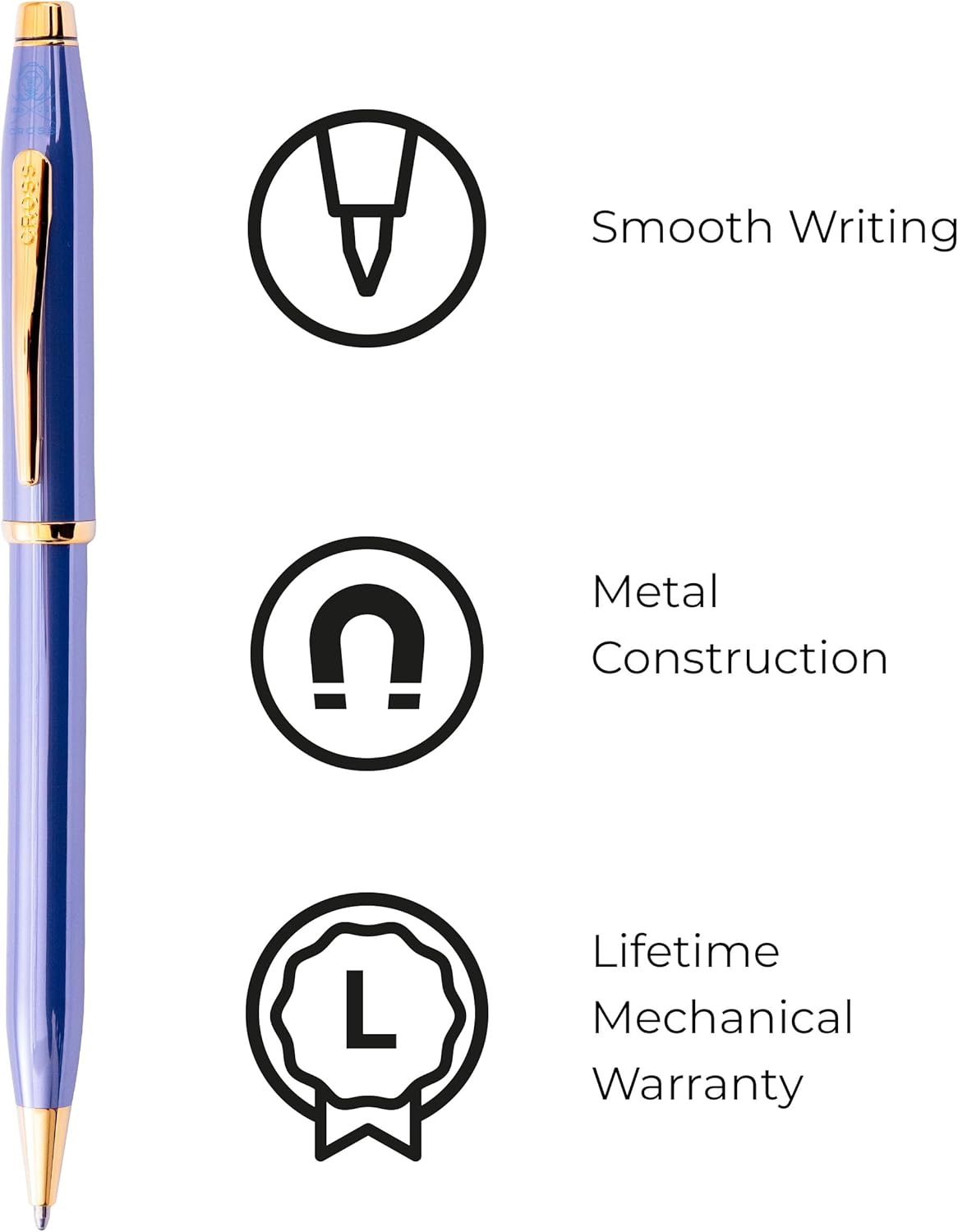 Cross Official Cross Ballpoint Pen, Oil-based, Medium Point, Centuri 2, Lavender Blue at 0082 165, Limited Color, Genuine Imported