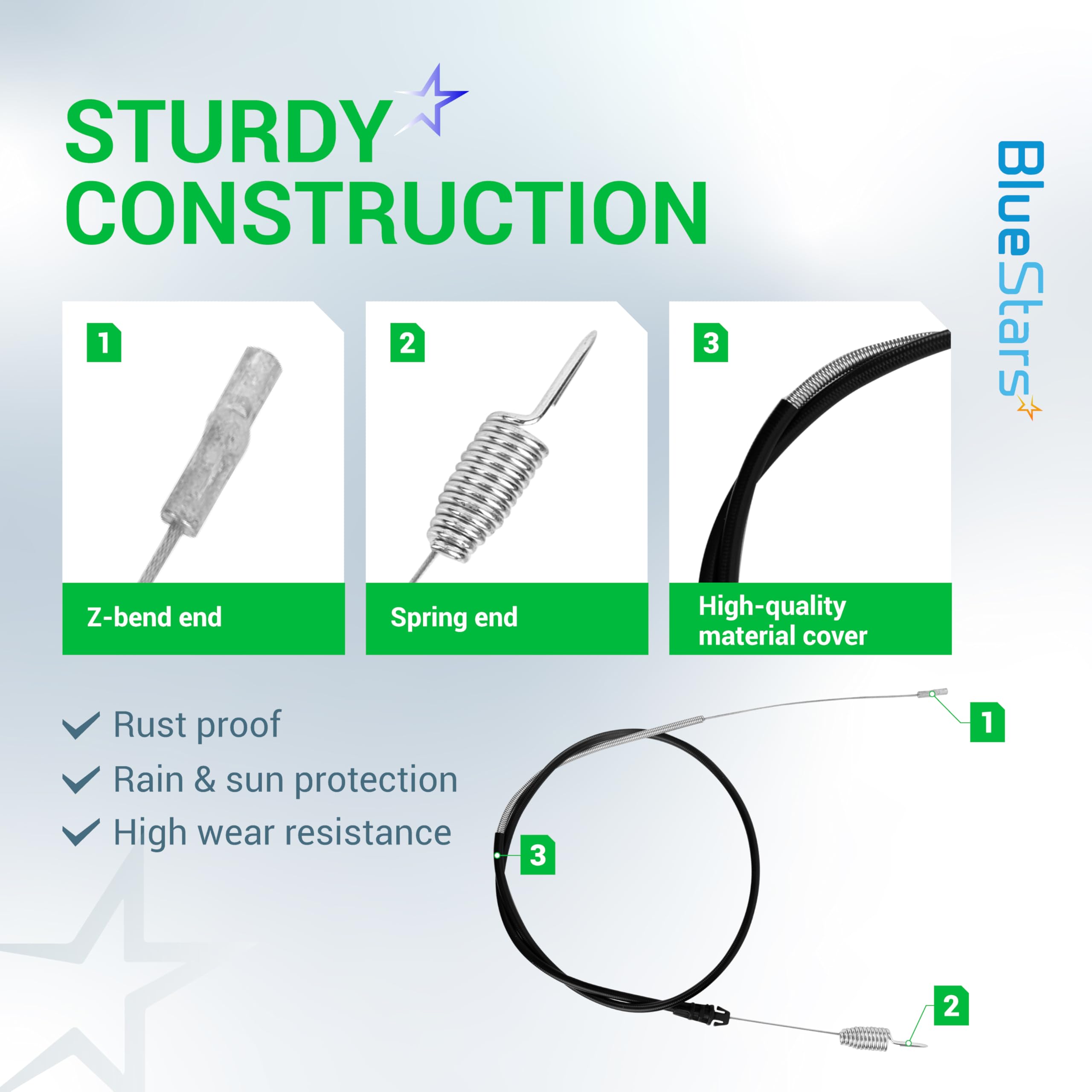 BlueStars 119-2379 290-945 Câble de contrôle de traction – Compatible avec les tondeuses à gazon Toro 20330 20331 20339 20350 20351 20370 20371 20377 20378 20954
