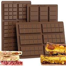 3Pcs Chocolate Bar Molds Deep, Dubai Chocoate Molds Silicone for Stuffed Bar, Rectangle Knafeh Pistachio Thick Chocolate Bar Break Apart Candy Bar Mold