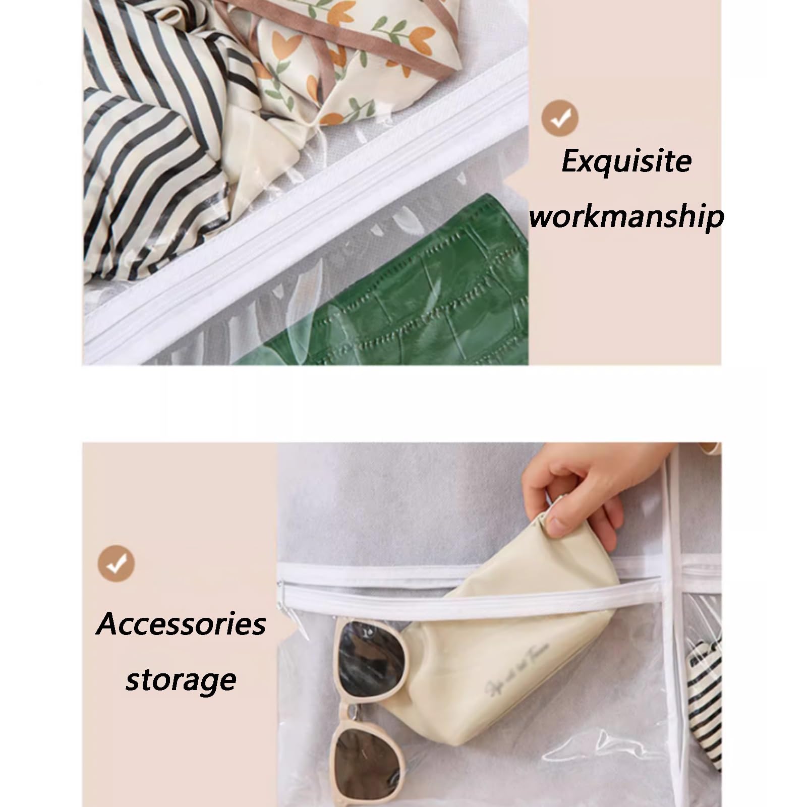Bolsas para ropa, Bolsas de ropa for colgar, bolsas traje for almacenamiento en armario, funda for con 4 bolsillos