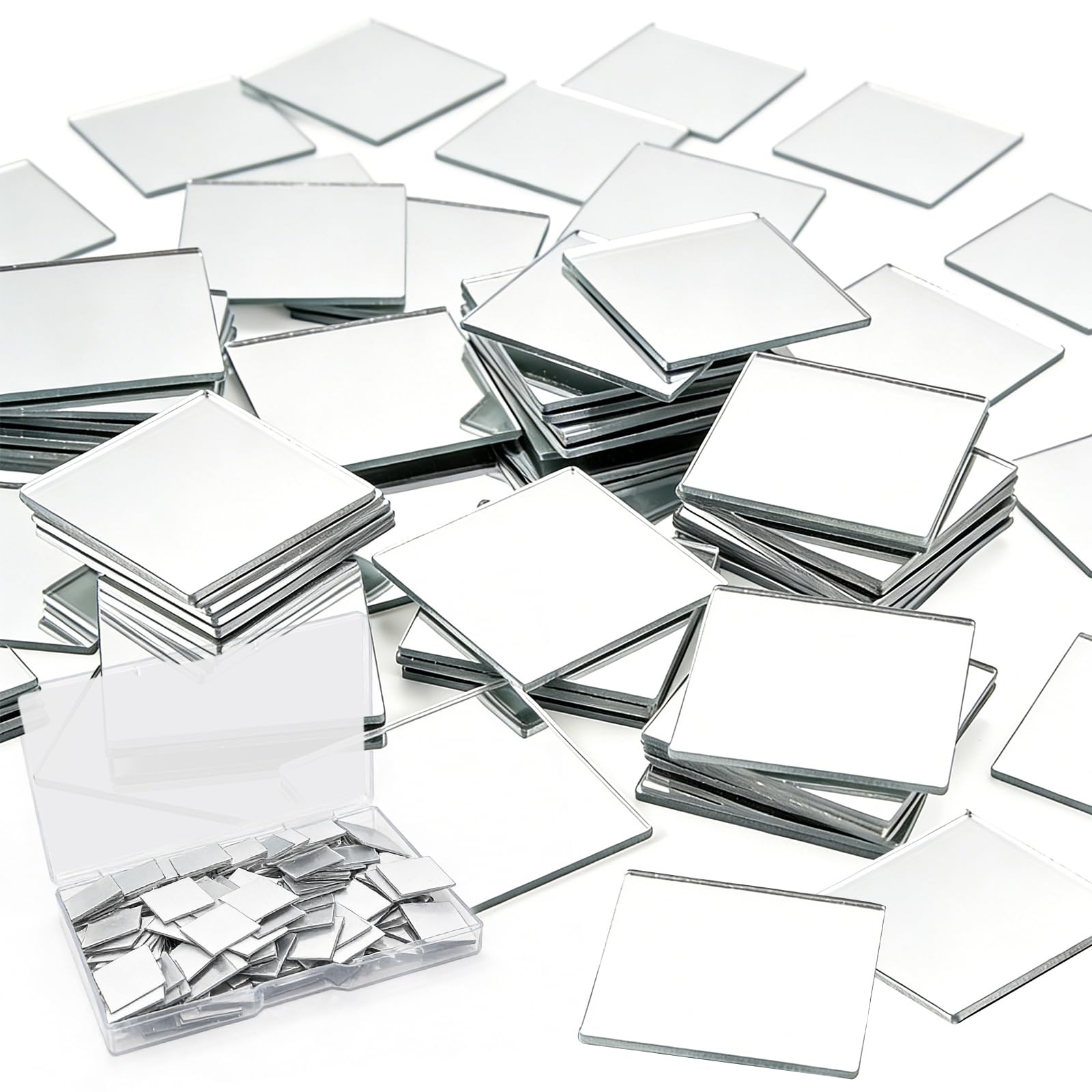 Photo 1 of small square mirrors (0.79 Inch), Acrylic Mirror Tiles Self Adhesive Shatterproof for Crafts, Ultra Thin 0.04‘’ Stick On Mirror for DIY Scrapbooking, Cards, Phone Case & Disco Ball Decoration