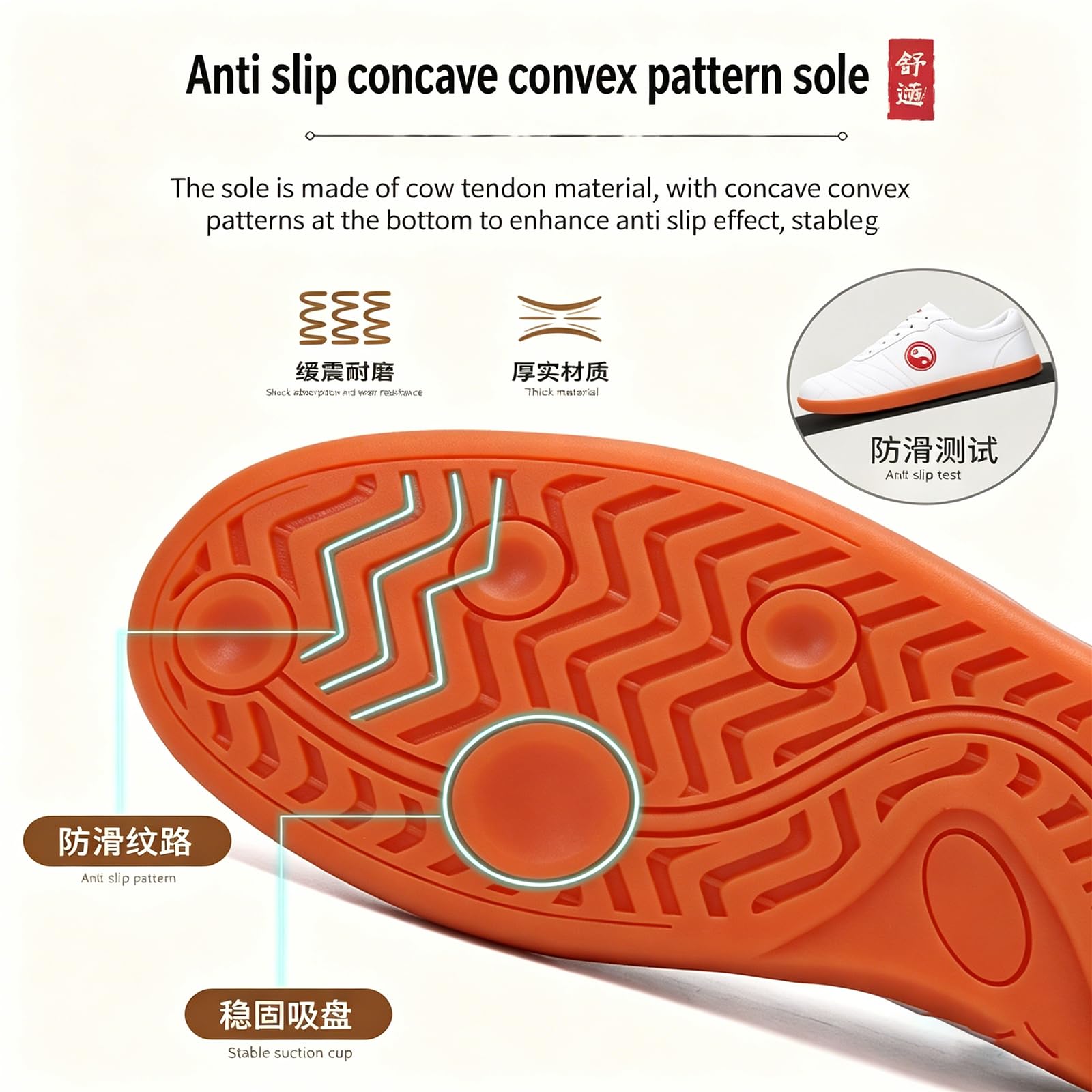 Chaussures de Tai Chi,Chaussures de Boxe Arts Martiaux pour Homme Femme,Pantoufles de Style Chinois Kung Fu Semelle en Caoutchouc,Pantoufles de Sport Déc(Size:36/230mm,Color:Cuir blanc toutes saisons)