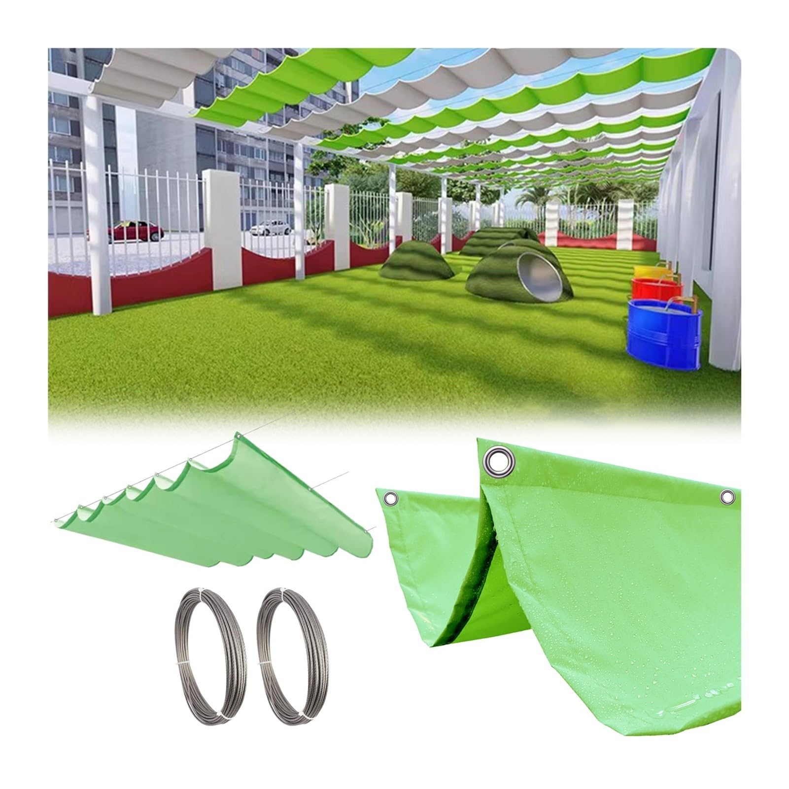 Voile d'ombrage rétractable et imperméable pour tonnelle de jardin avec kit