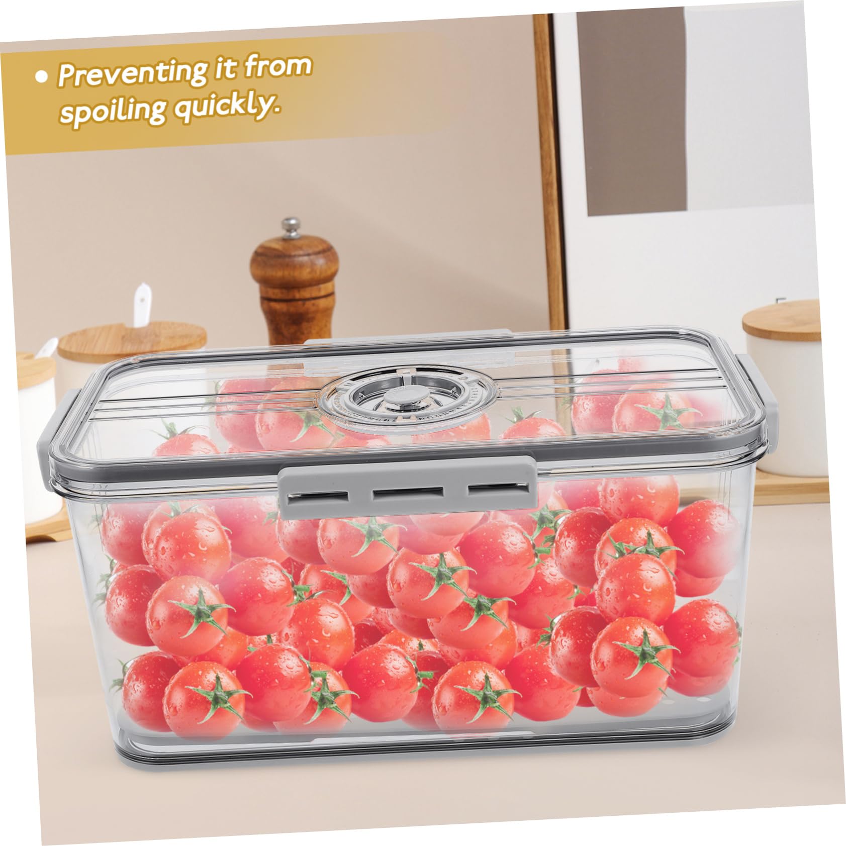 Zerodeko Caja Organizadora para Alimentos y Frutas con Tapa Hermética y Bandeja de Drenaje de Pet para Mantener Frescura en Refrigerador y Congelador