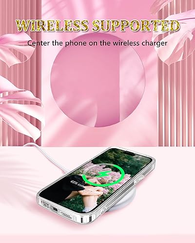 Miniatura 6 de JAHOLAN Funda transparente para iPhone 15 Pro Max, diseño de flores de mariposa, protección a prueba de golpes, delgada, de poliuretano