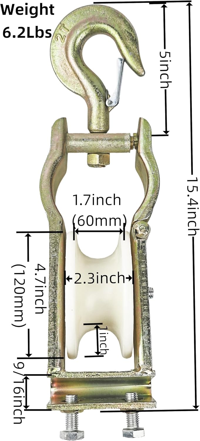 Heavy Duty Cable Pulley Bracket, Low Voltage & Network Cable Installation Pulley for Electrical, Comes with Steel Bracket & Nylon Wheel, Coax Cables-Smooth Installation, Swivel Snap Hook, 2T - Image 2