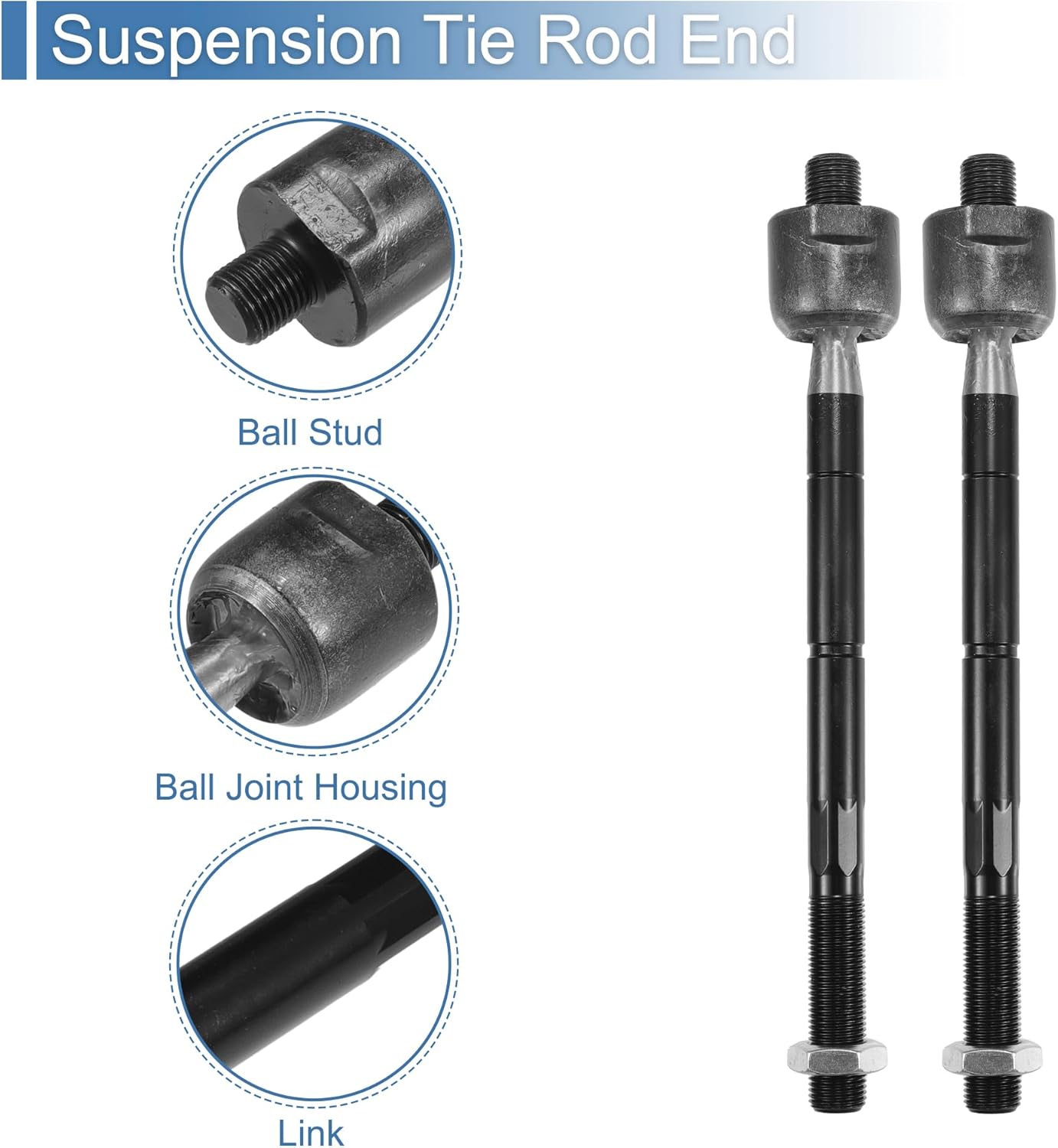 X AUTOHAUX 4pcs Front Inner Tie Rod Ends Kit Suspension Steering Tie Rod End for Toyota RAV4 2006-2018 Drag Link No.EV800328