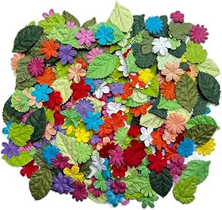 200 Pcs Handmade Mixed Mulberry Paper Flowers Petals and Leaves Scrapboo...