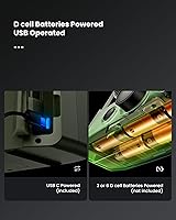 Vista 2 de Ventilador de campamento con batería D (pilas no incluidas) con 4 modos de temporizador, ventilador de escritorio de 8.5 pulgadas con linterna LED