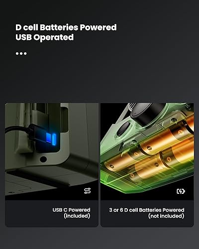 Miniatura 2 de Ventilador de campamento con batería D (pilas no incluidas) con 4 modos de temporizador, ventilador de escritorio de 8.5 pulgadas con linterna LED y