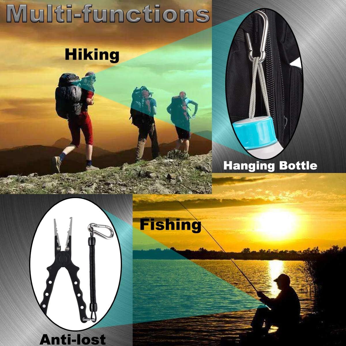 Spring Snap Hook, Lsqurel 304 Stainless Steel Carabiner Steel Clips Keychain Heavy Duty Quick Link for Camping Hiking Traveling