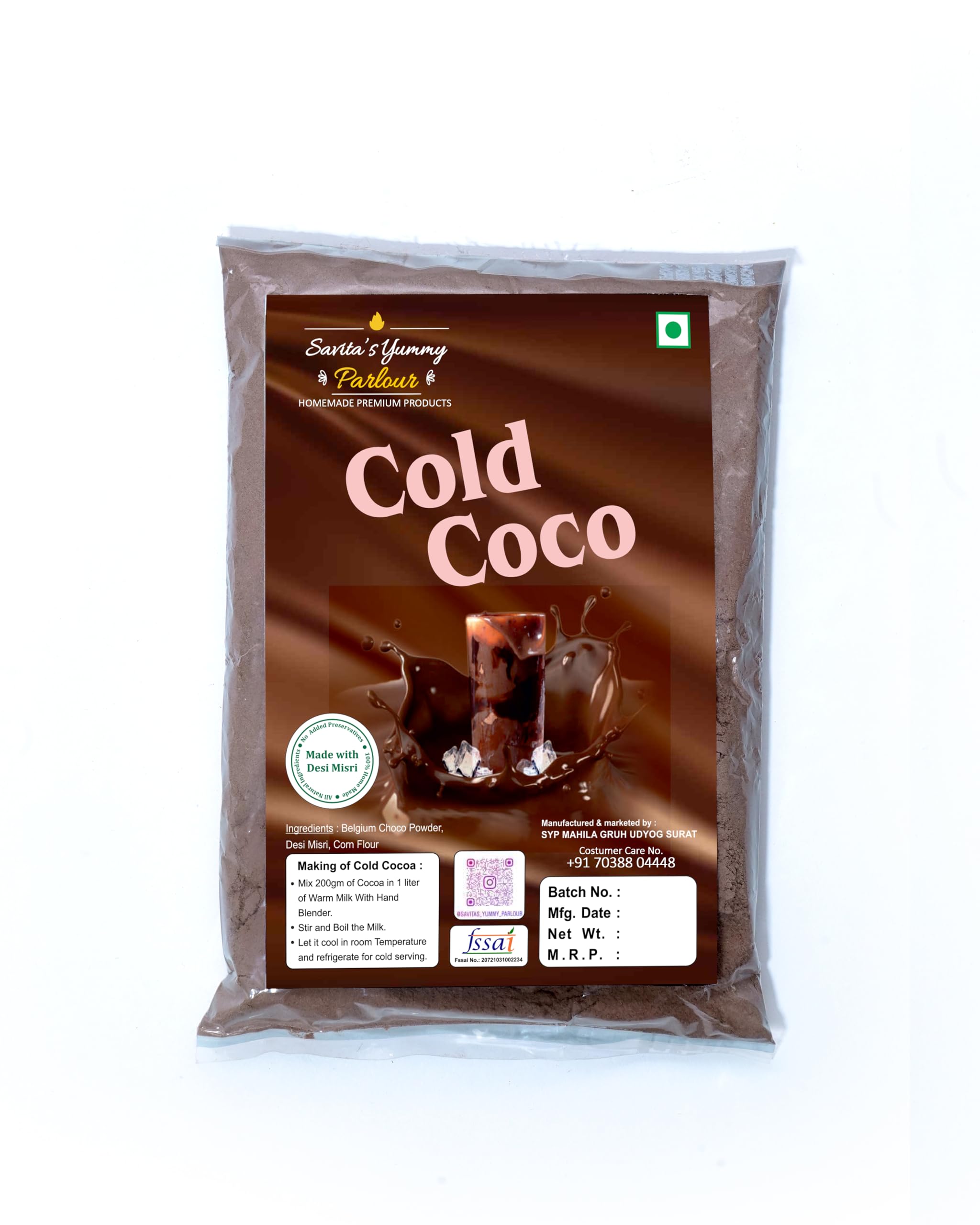 Savita's Yummy Parlour Home Made Cold Coco Instant Powder Mix (200gm) | Cocoa Powder | All Natural Ingredients | No Added Preservatives | Cold Cocoa Drink