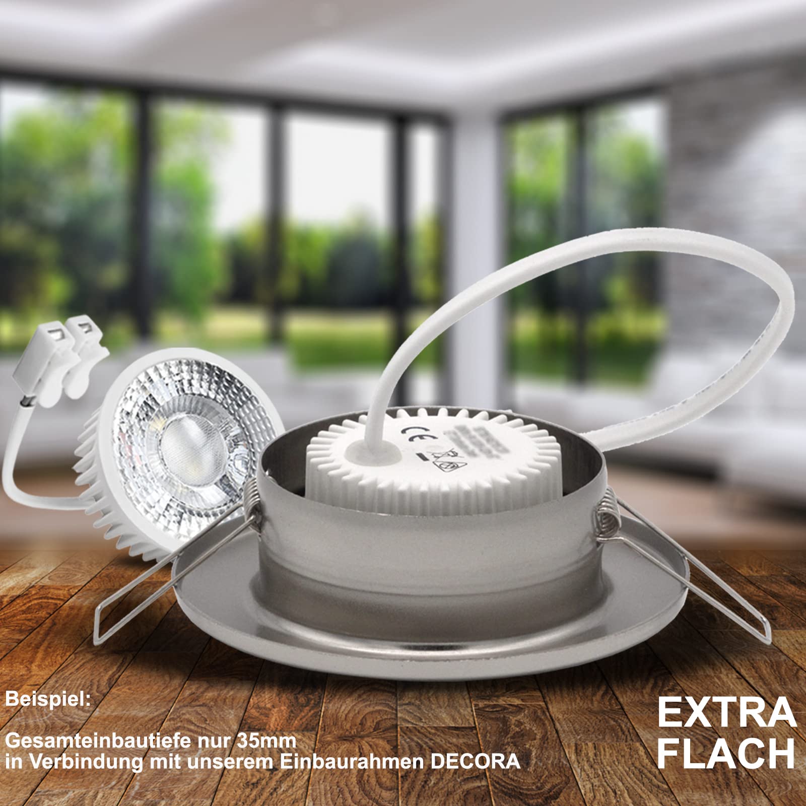 trendlights24 LED Modul 5W extra flach 50 x 23 mm 230V Neutralweiß 10x Spot | für Einbaustrahler, ultra flach, 23 mm hoch, 400lm, 4000k, 50° Abstrahlwinkel, Perfekter Ersatz für GU10 MR16