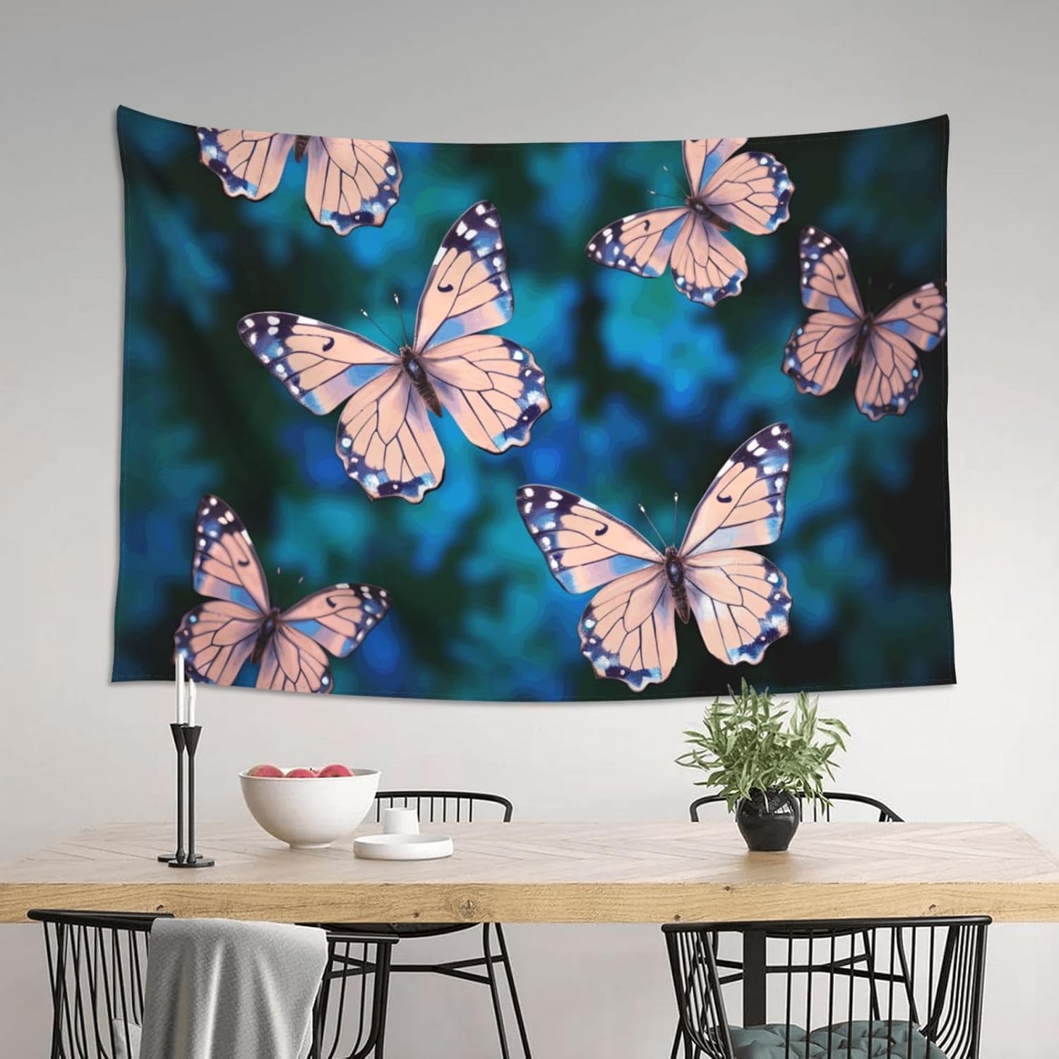 WEIHAKO Tapestry Wide Wall Hanging Tapestry Lightweight Wall Blanket cute butterflies Tapestry Vintage Mural Wall Art Home Decor Aesthetic Tapestries for Bedroom Dorm Living Room 60x40 Inch image 5