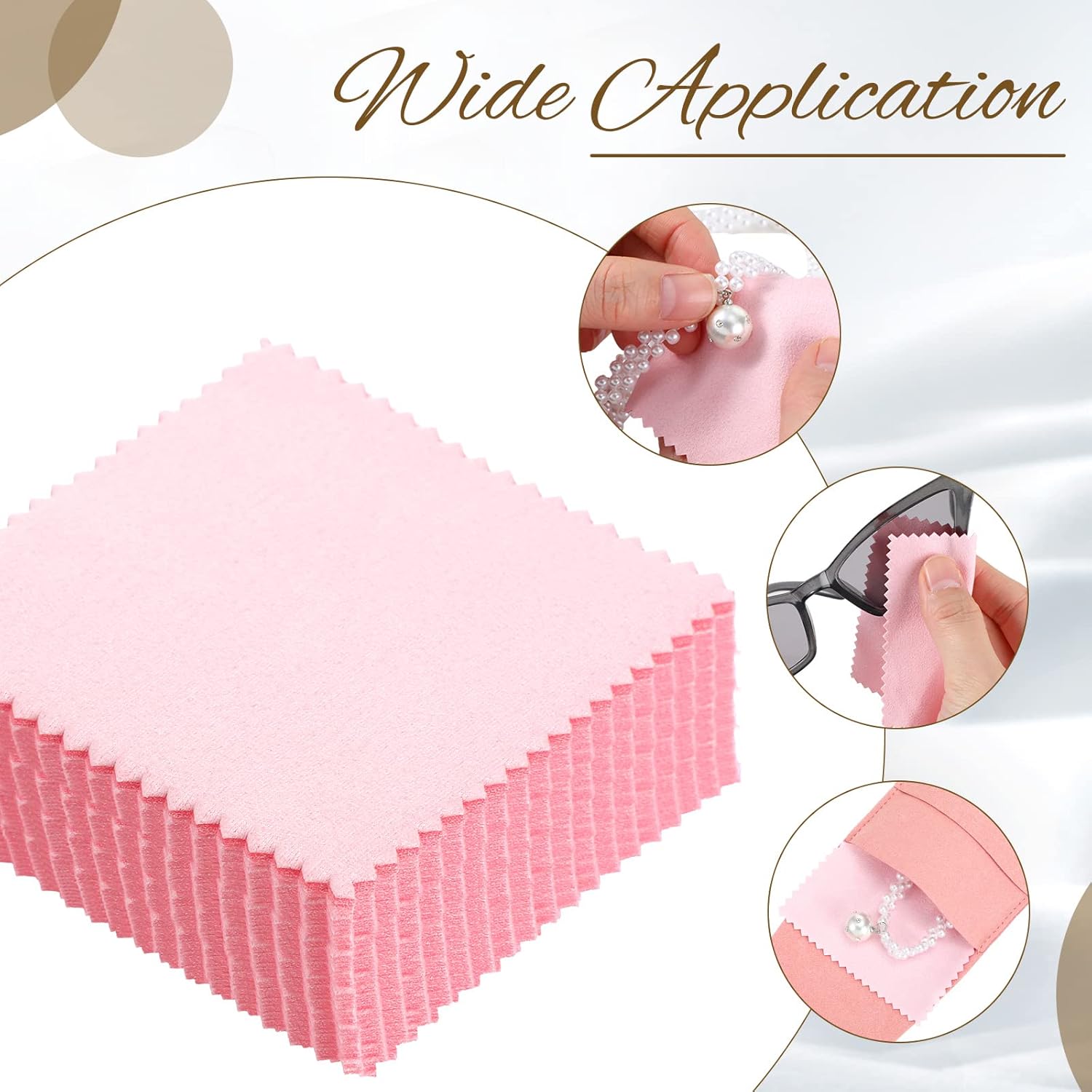 120 Pcs Microfiber Jewelry Pouch 8x8cm Packaging Bag Luxury Gift Fixed Strap Envelope Style Packaging with Cleaning Cloth(Pink)