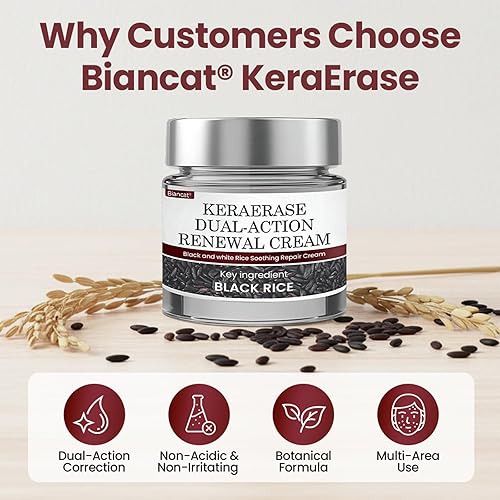 Miniatura 6 de Biancat KeraErase Crema renovadora de doble acción, crema profesional de tratamiento de la piel, crema reparadora calmante de arroz blanco y negro,