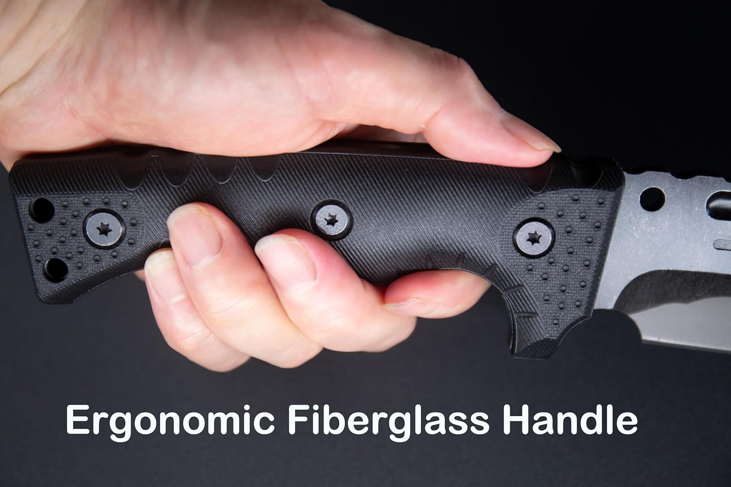 WT09 Fulltang Heavy Duty 12-inch Stonewashed Fixed Blade Knife with Kydex Sheath and Fiberglass Handle for Outdoor, Hunting, Camping, Best Gift for Men (Black)