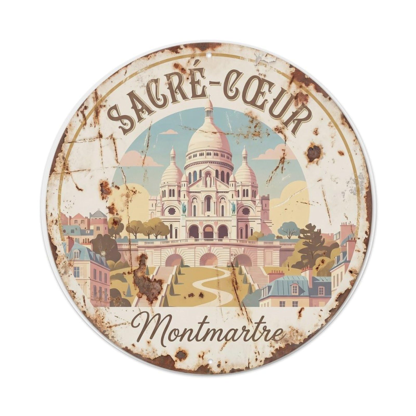Fqnyr Style Vintage Travel Sacre Coeur Montmartre 1 Metal Tin Sign