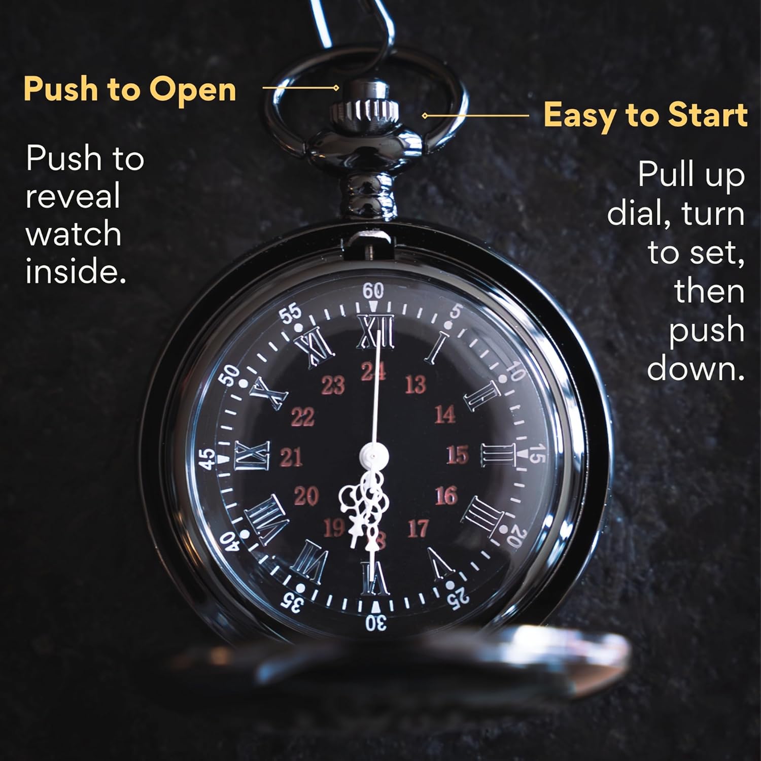 Red Dot Laser Engraving Anniversary Pocket Watch for Husband - Engraved Silver Stainless Steel - Meaningful Keepsake - Boxed and Ready to Give - Image 5