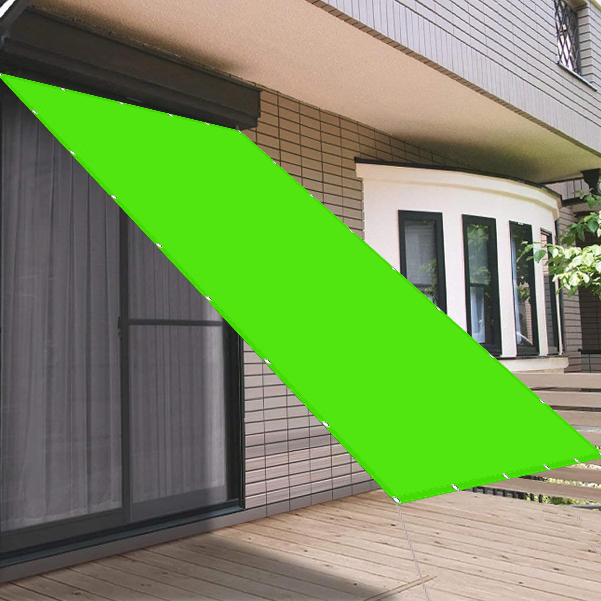 Malla Sombreo Sun Net 1 x 5 m Resistente Al Vientoy Al Agua Protección Solar Toldo Parasol Lona Solar Sombra 100% Poliéster con SOGA para Exterior Jardín Terrazas, Verde Tierno