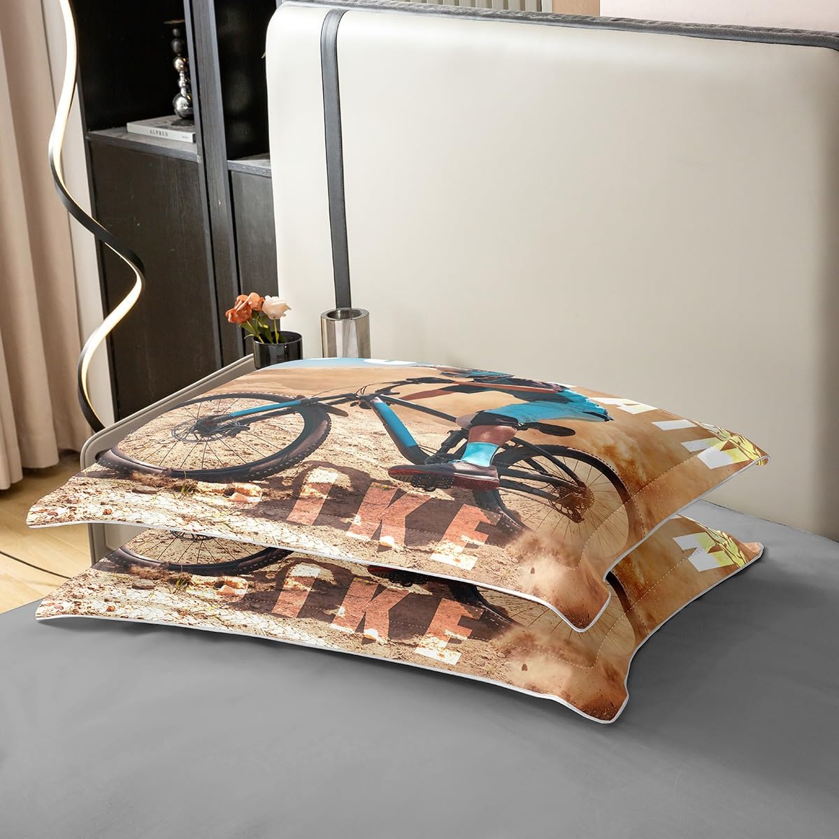 Set di biancheria da letto per mountain bike con angoli, ragazzi, ragazzi, sport estremi, set di biancheria da letto 3D per bici da cross, copriletto, per la stanza, 2 pezzi, per letto