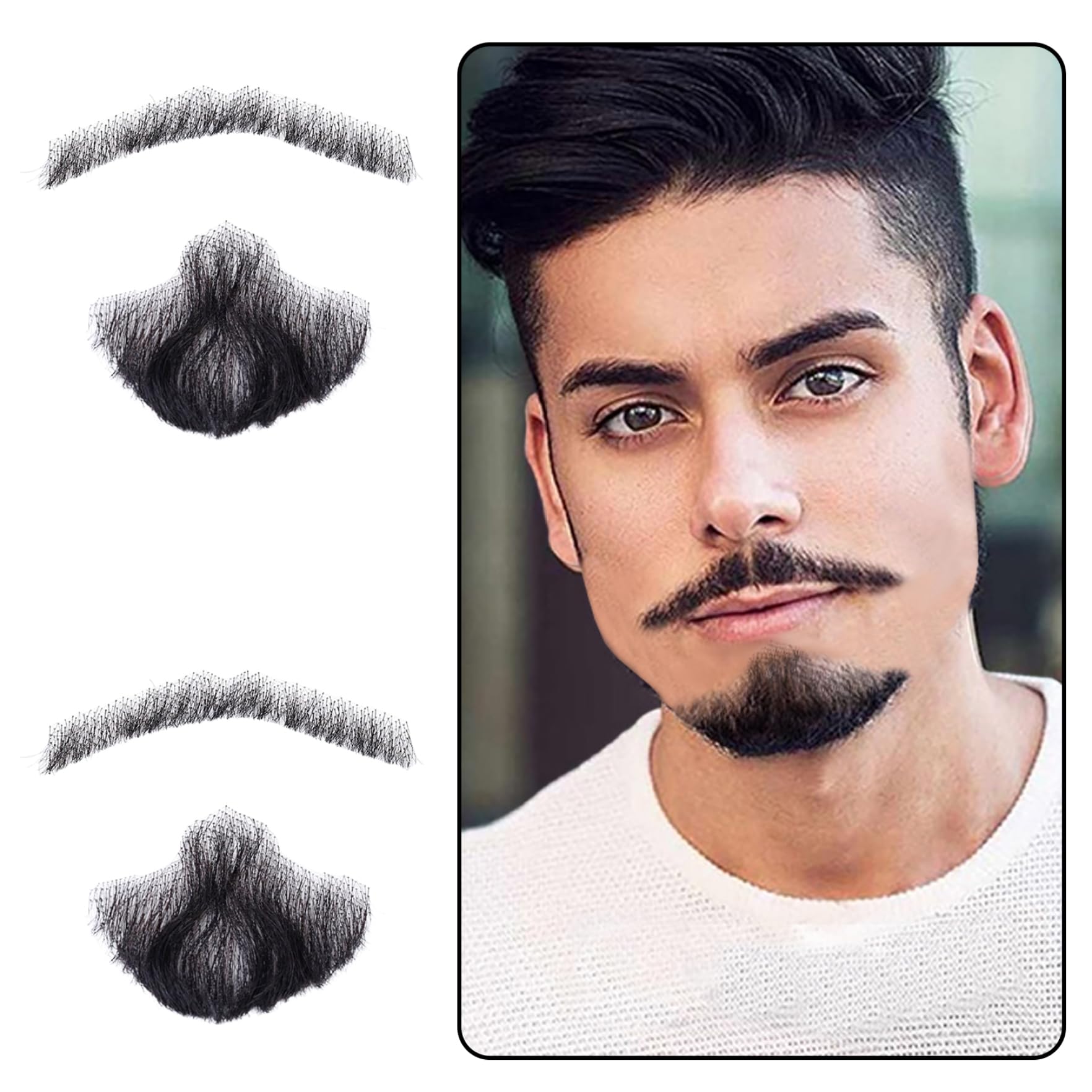 Bigote falso barba falso cabello humano barba realista bigote falso invisible
