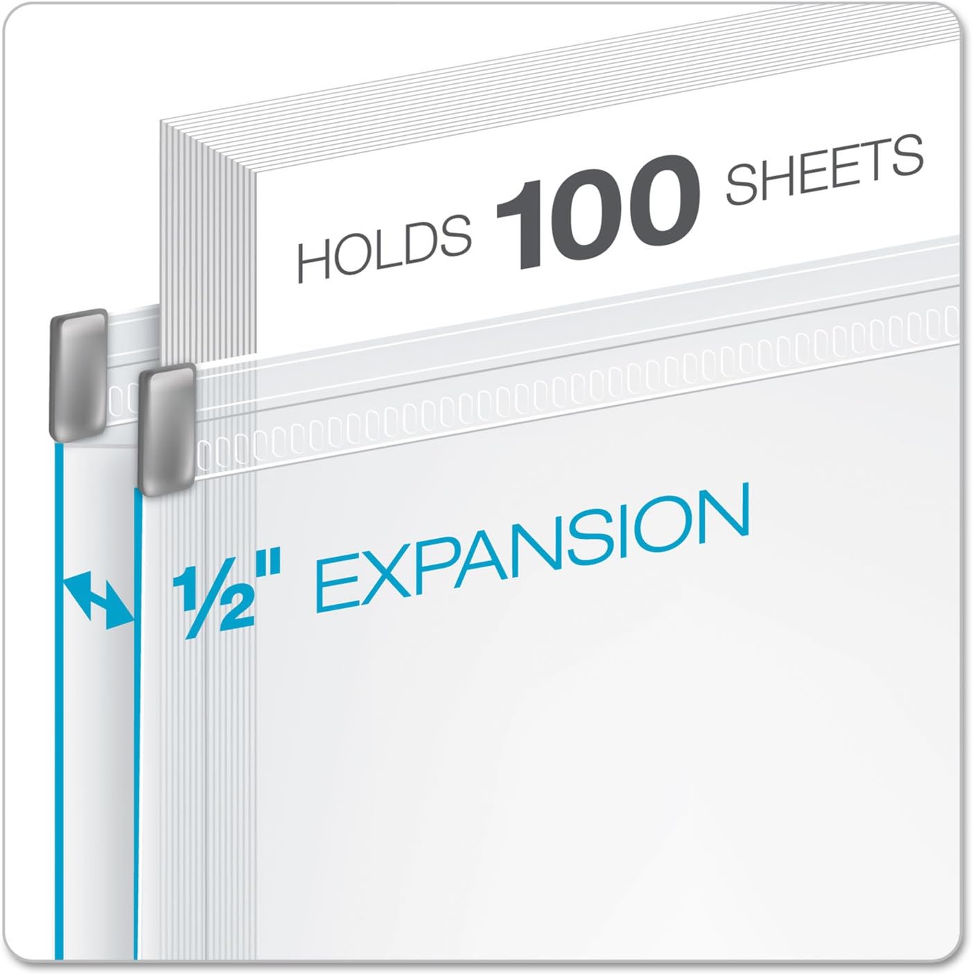 Zippered Binder Pockets, 14x1x11, Clear, 3 Pockets/Pack
